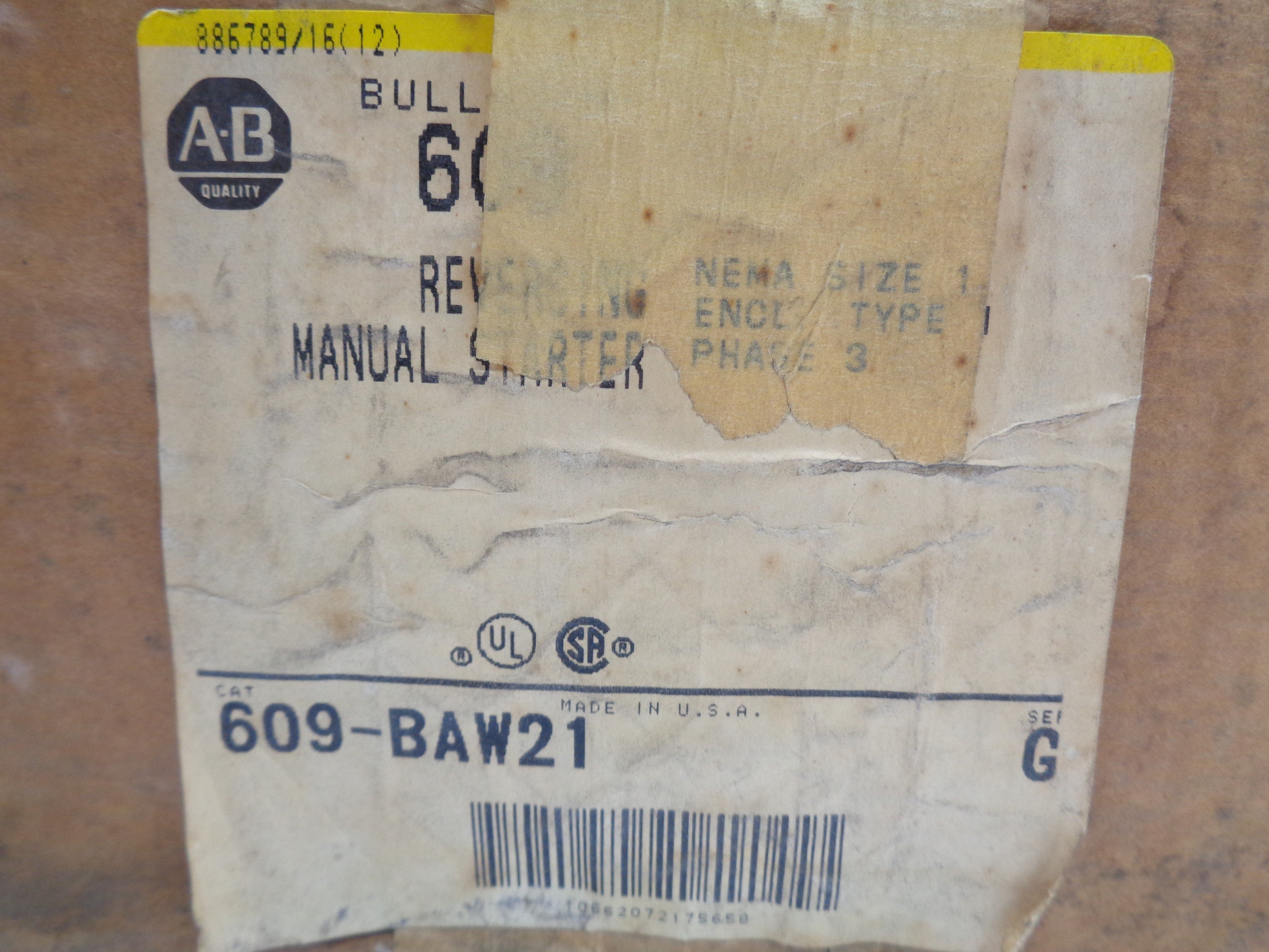 INDUSTRIAL SPARE PART 609-BAW21 SER. G (BR/YL) NSMP
