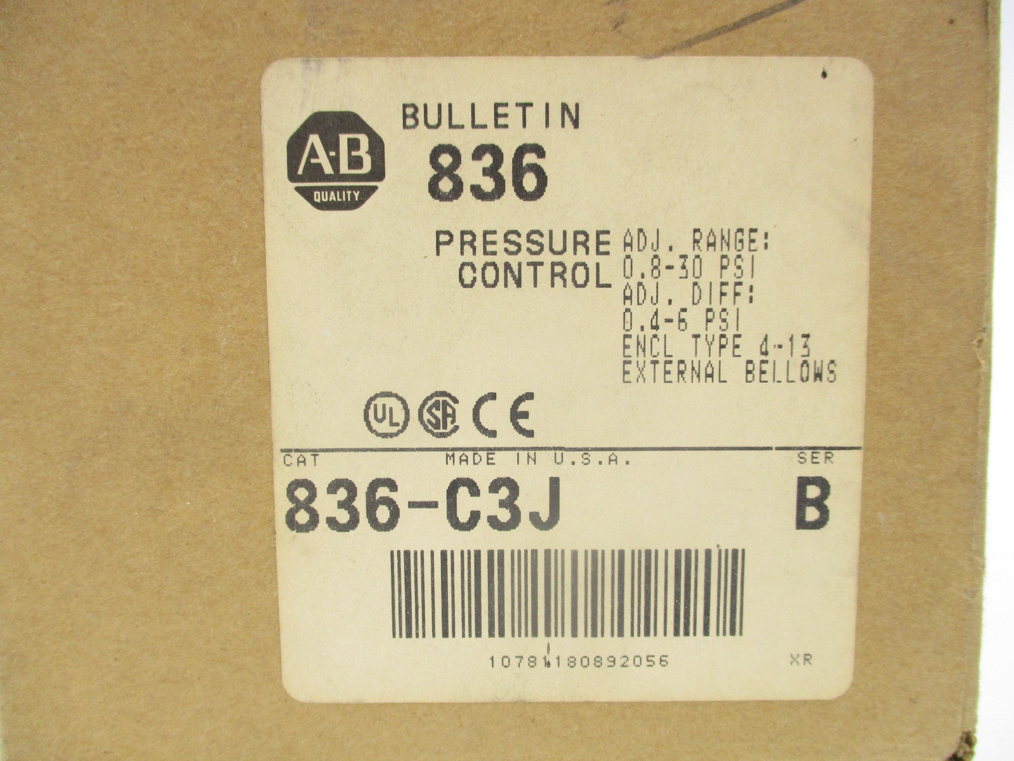 INDUSTRIAL SPARE PART 836-C3J SER. B 600VAC 3A (BR/WH) NSMP