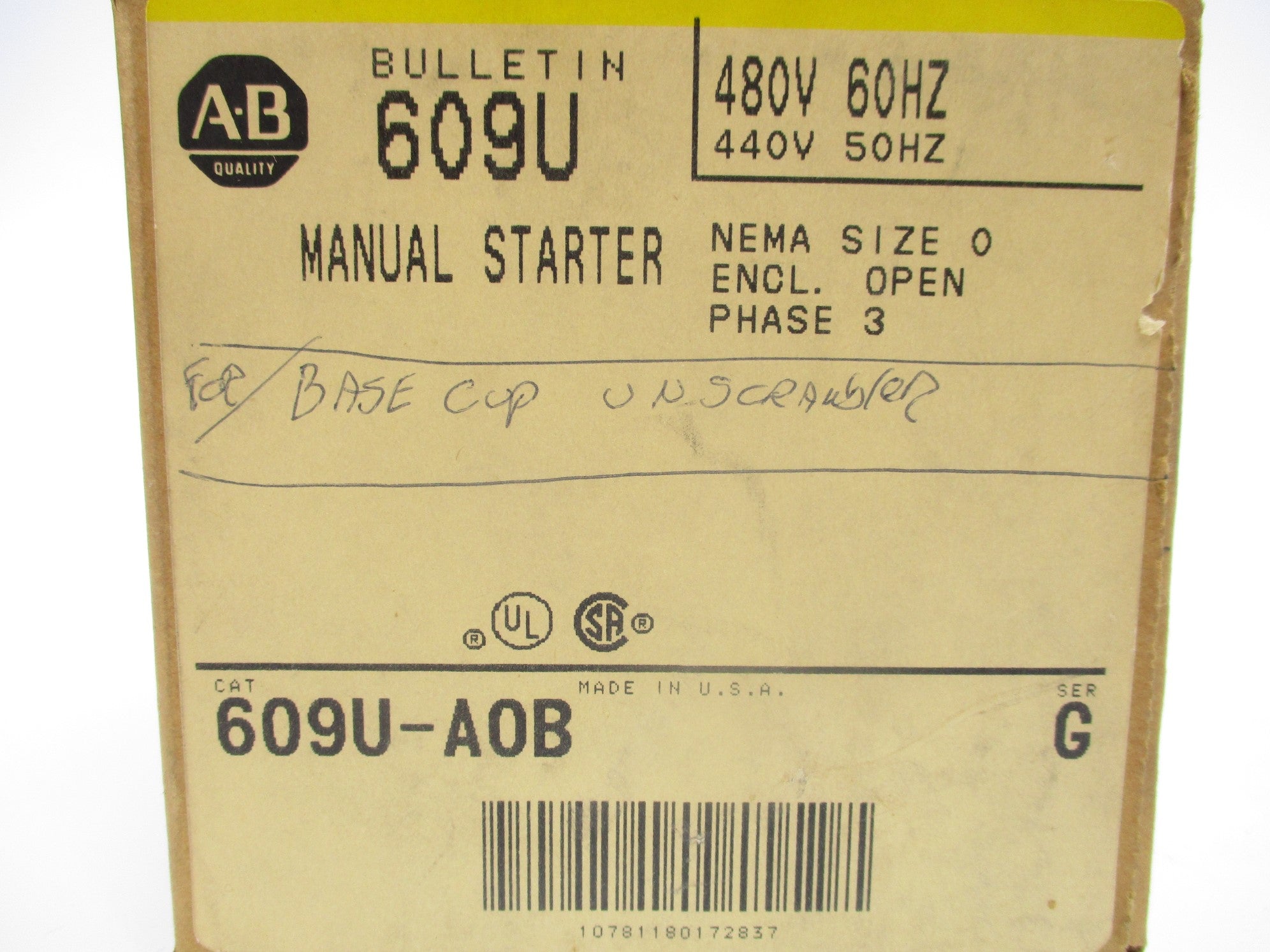 ALLEN BRADLEY 609U-AOB SER. G (BR/YL) NSMP