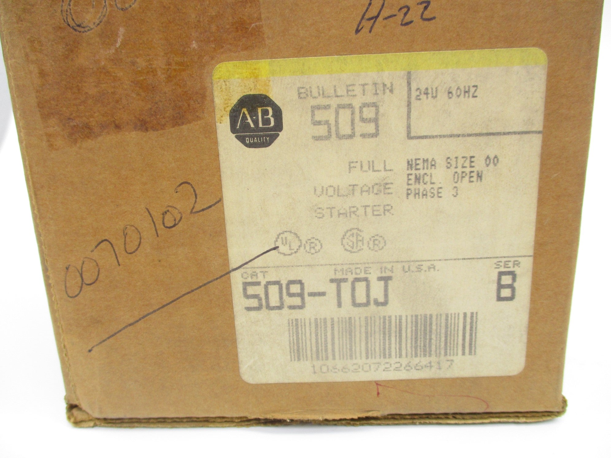 ALLEN BRADLEY 509-TOJ SER. B (BR/YL) NSMP