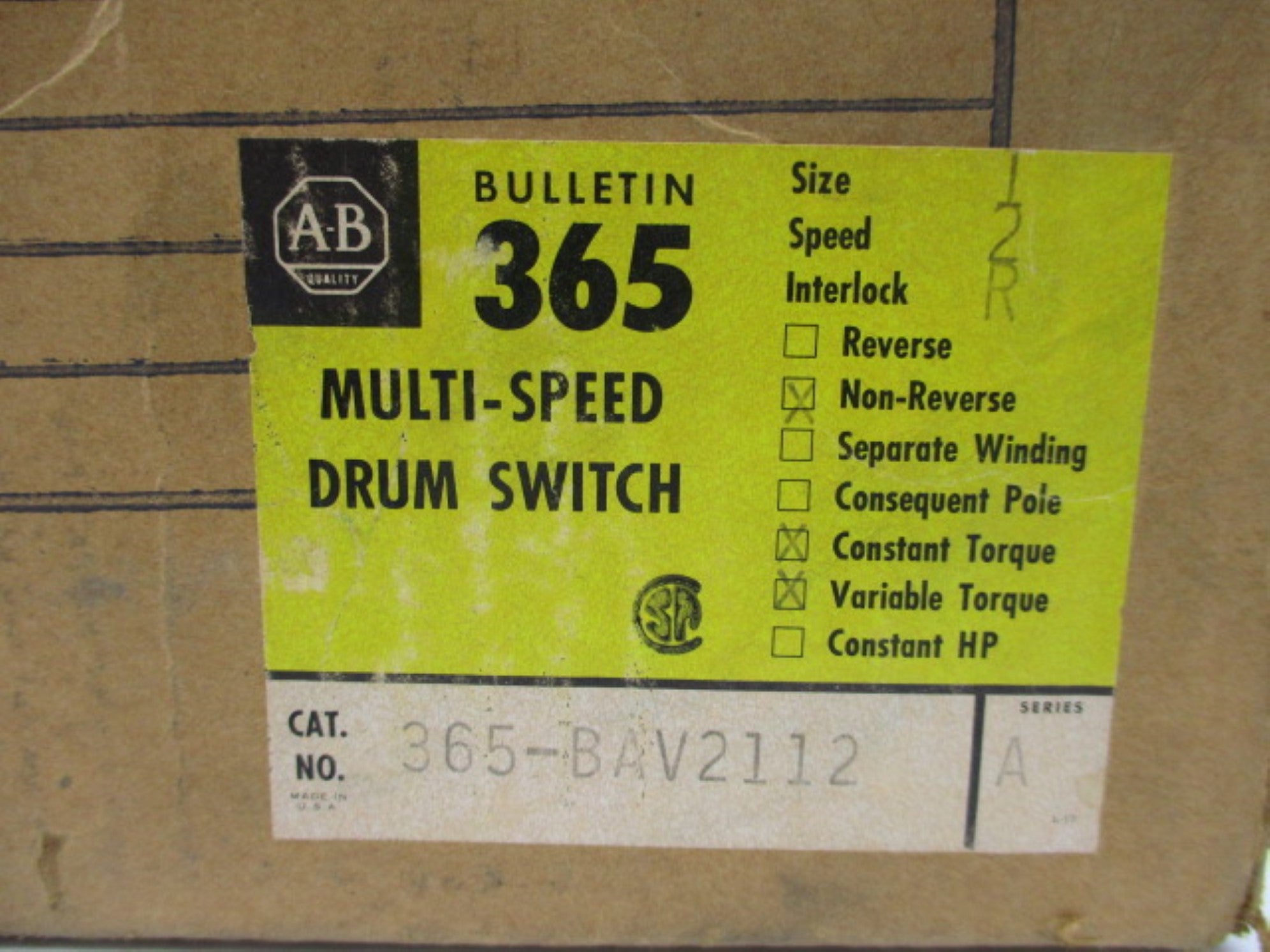 INDUSTRIAL SPARE PART 365-BAV2112 SER. A (BR/YL) NSMP