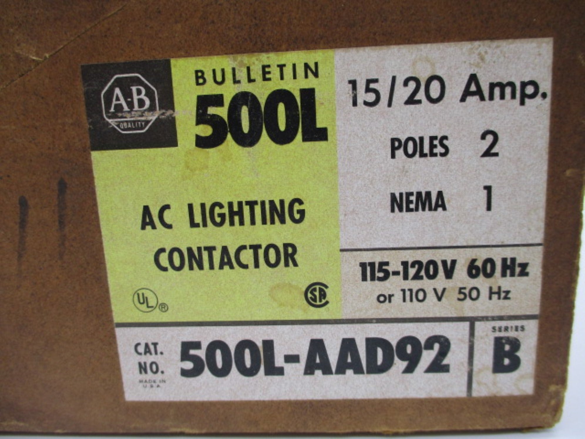 INDUSTRIAL SPARE PART 500L-AAD92 SER. B 120V (BR/YL) NSMP