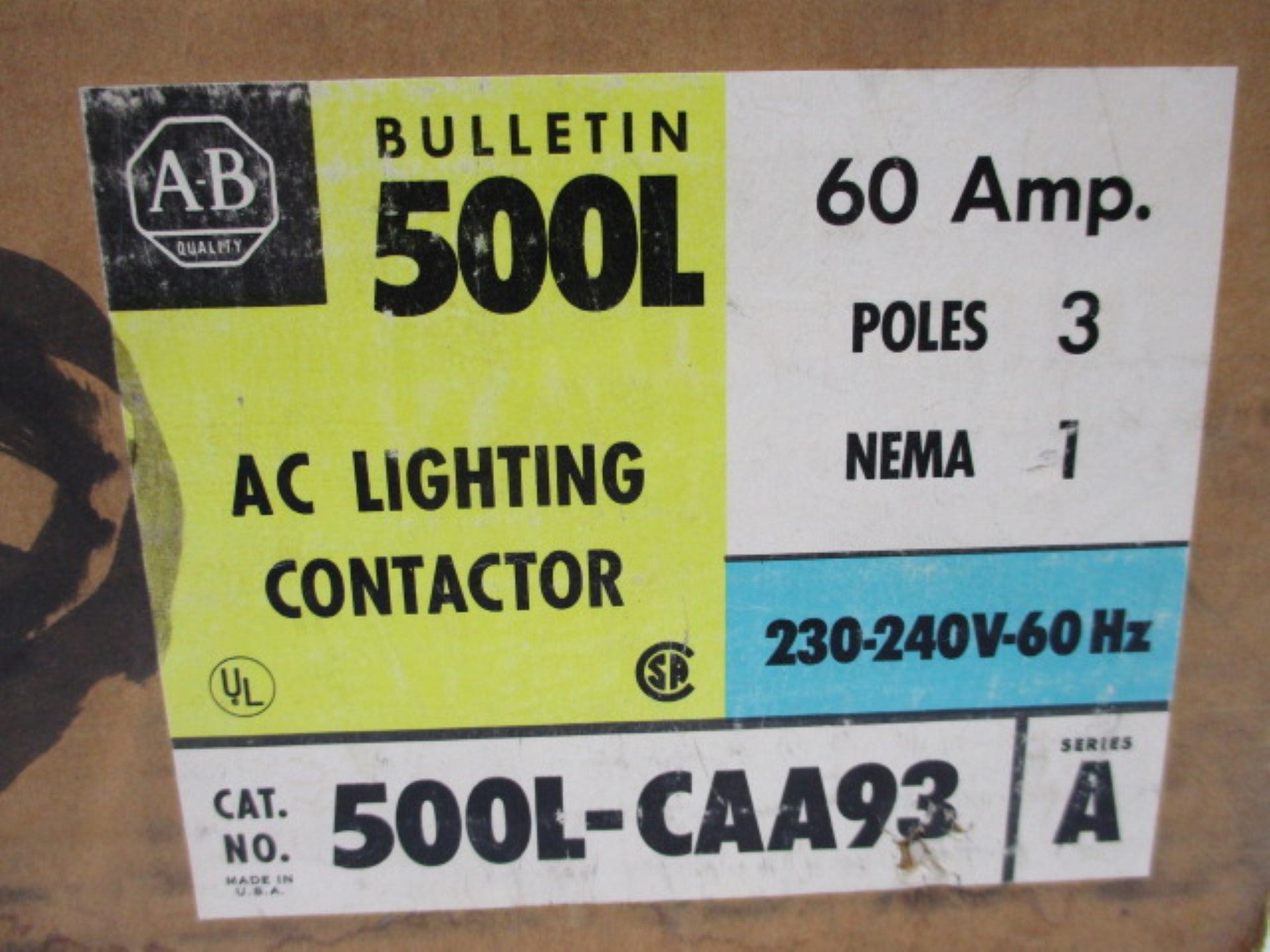INDUSTRIAL SPARE PART 500L-CAA93 SER. A 240V (BR/YL) NSMP