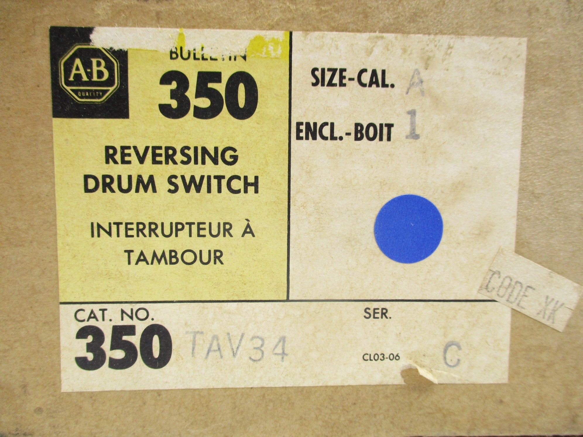 ALLEN BRADLEY 350-TAV34 SER. C (BR/YL) NSMP
