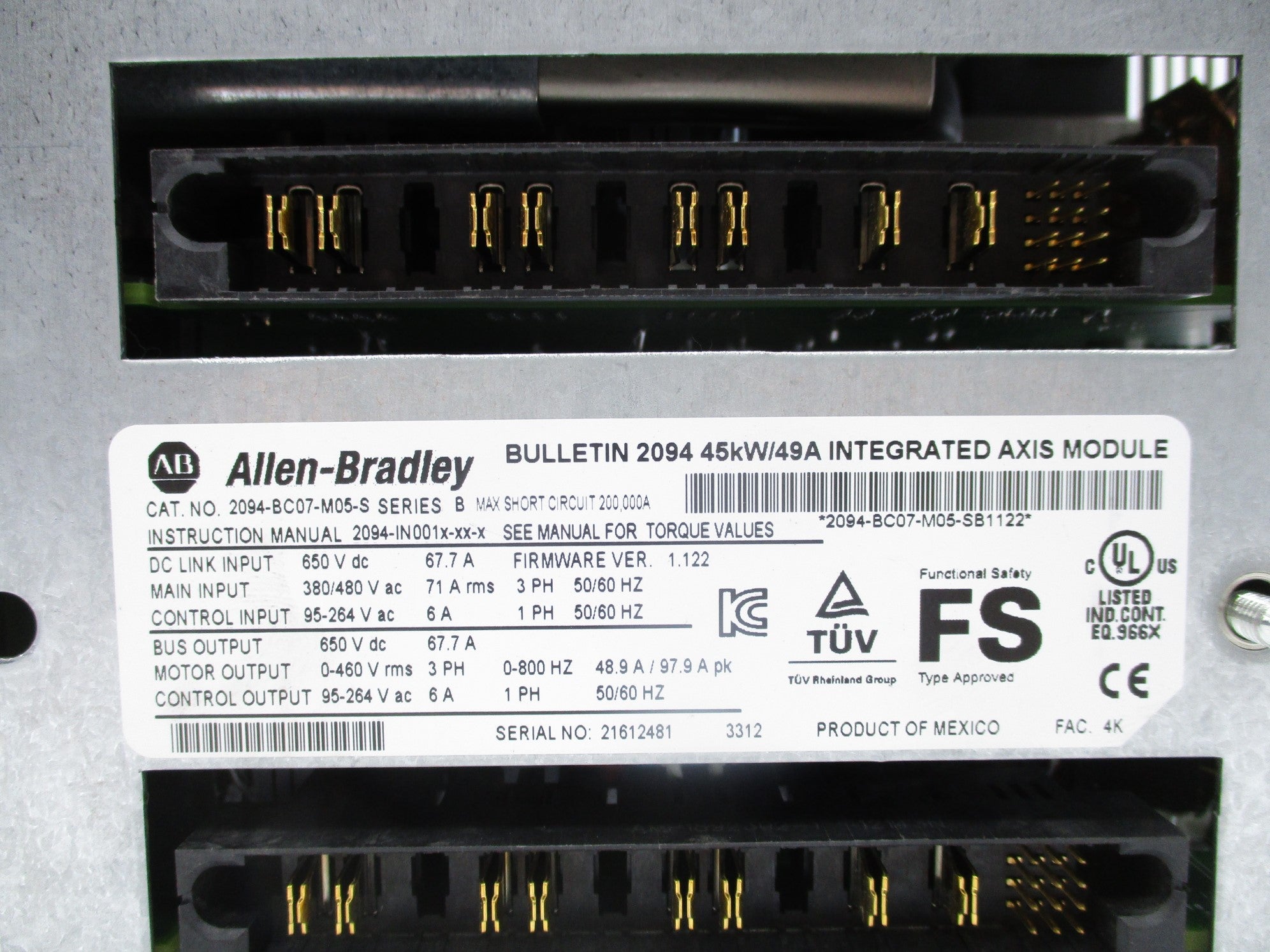 ALLEN BRADLEY 2094-BC07-M05-SB1122 SER. B F/W 1.122 NSNP