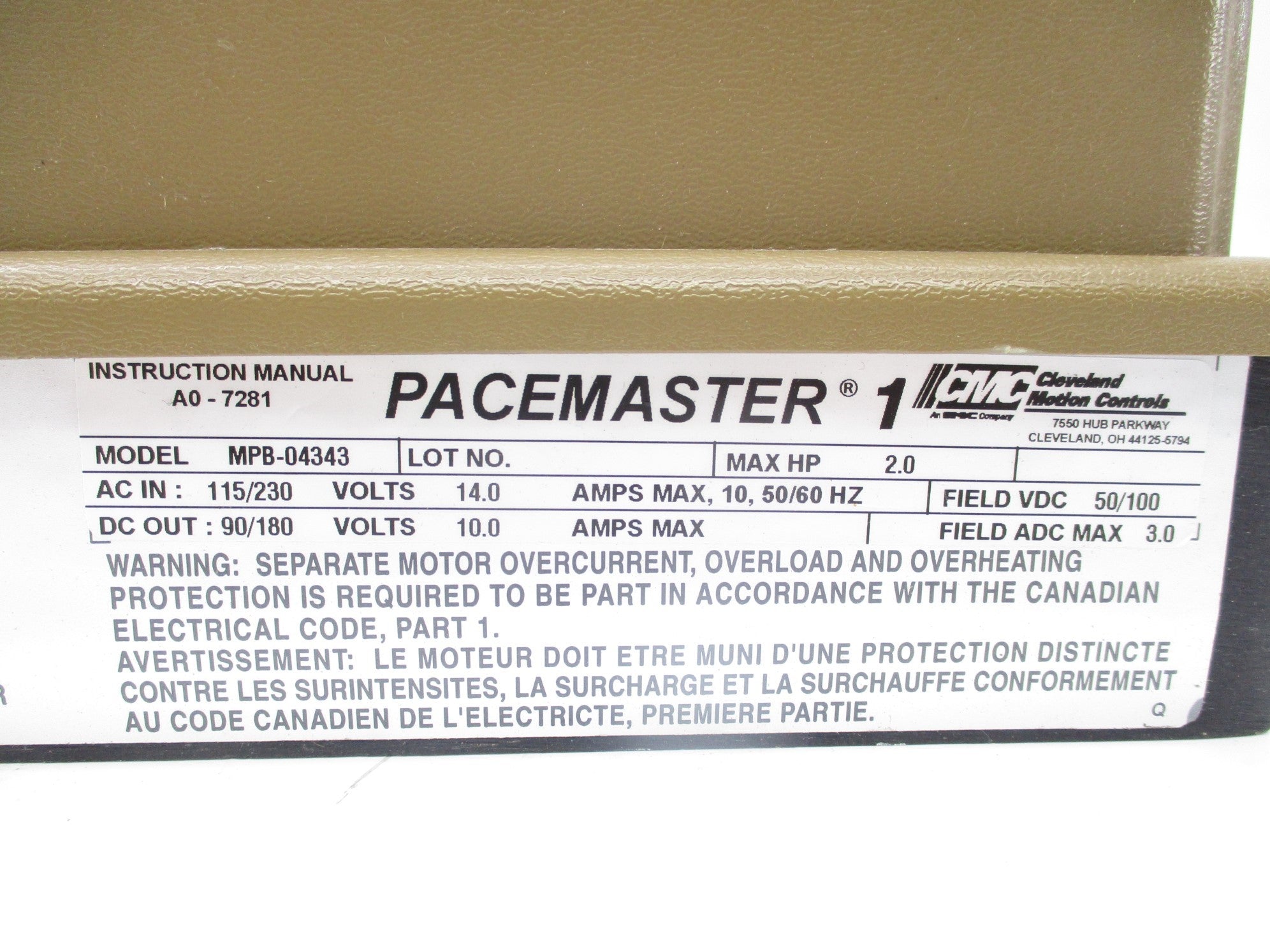 CMC MPD-04343 (AS PICTURED) UNMP