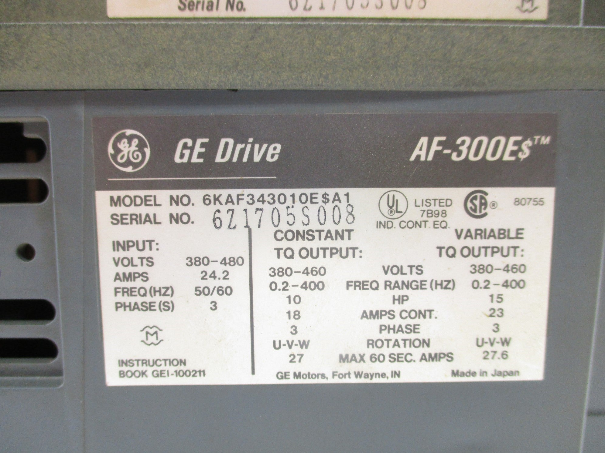 GENERAL ELECTRIC 6KAF343010ESA1 (AS PICTURED) UNMP