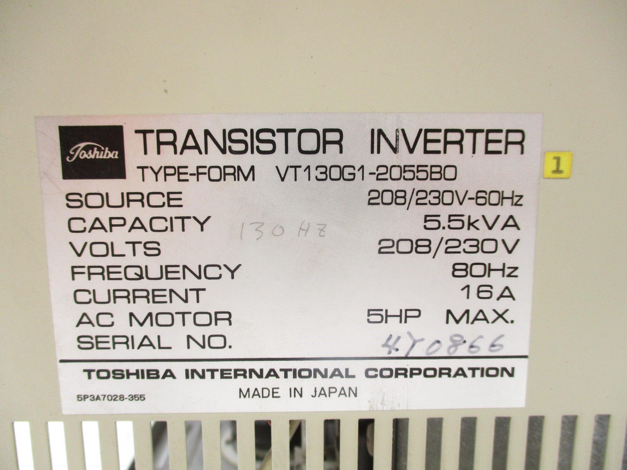 TOSHIBA VT130G1-2055B0 (AS PICTURED) UNMP