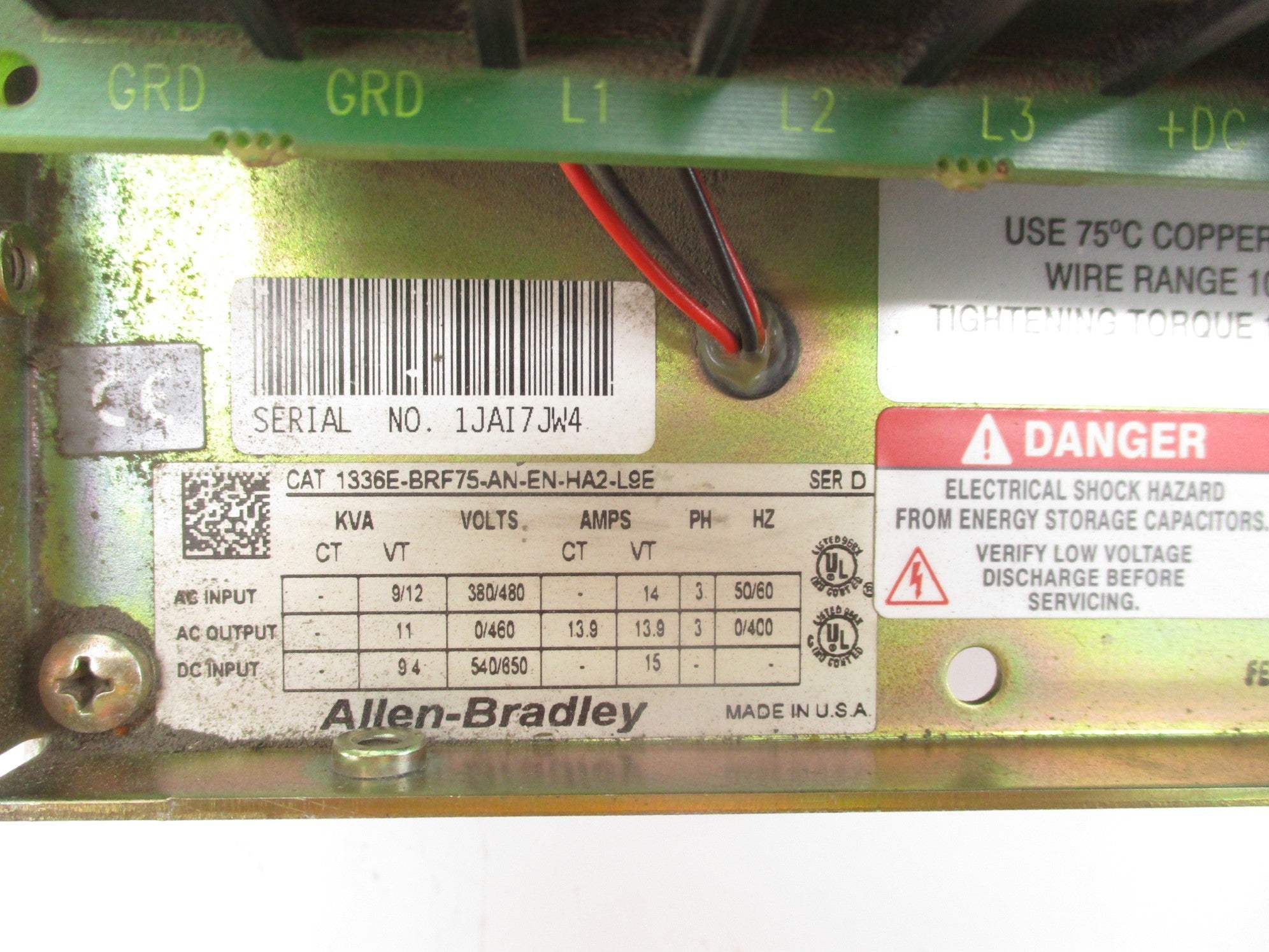 ALLEN BRADLEY 1336E-BRF75-AN-EN-HA2-L9E SER. D UNMP