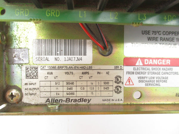 ALLEN BRADLEY 1336E-BRF75-AN-EN-HA2-L9E SER. D UNMP