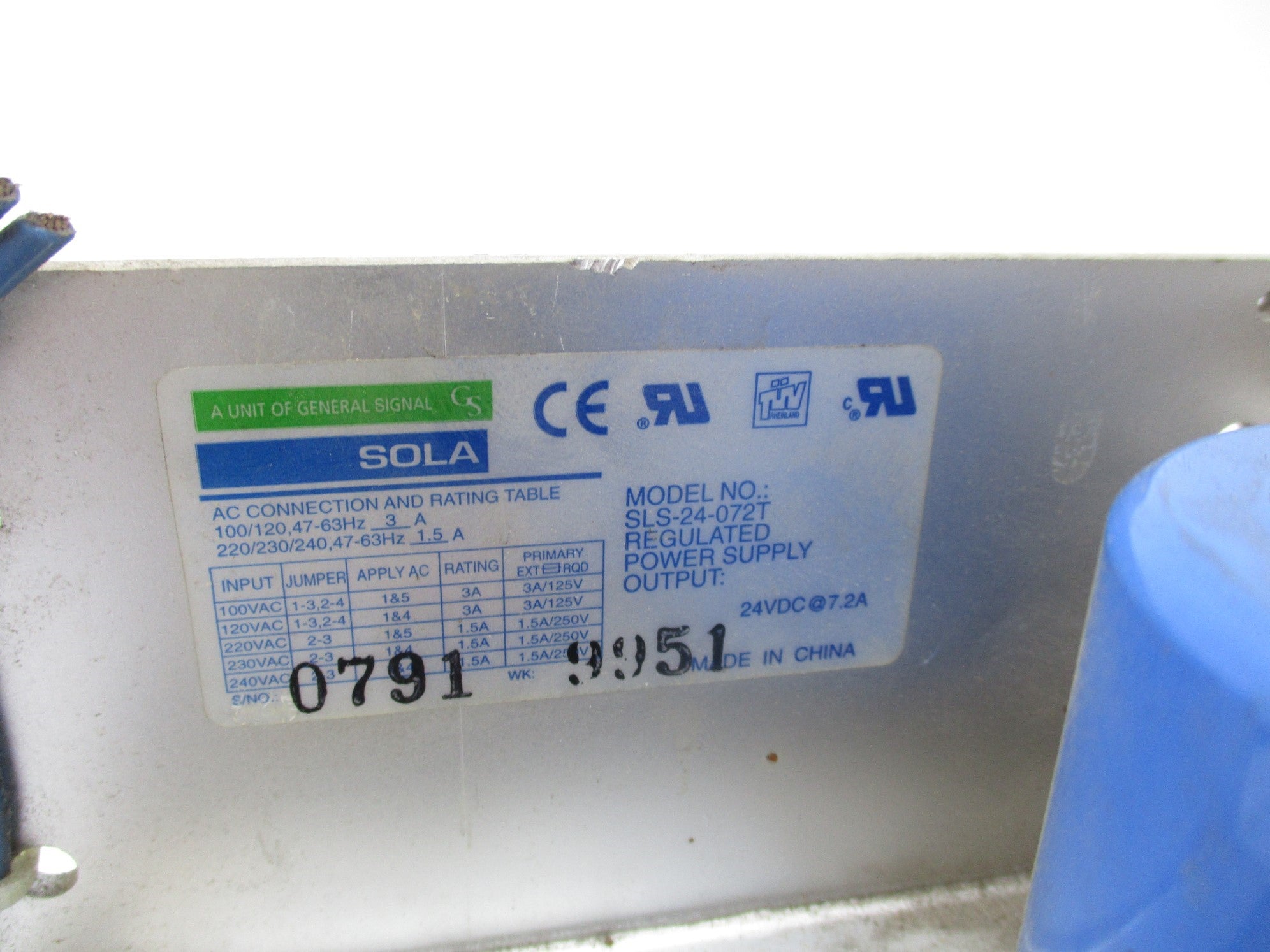 SOLA SLS-24-072T 240V 1.5A UNMP