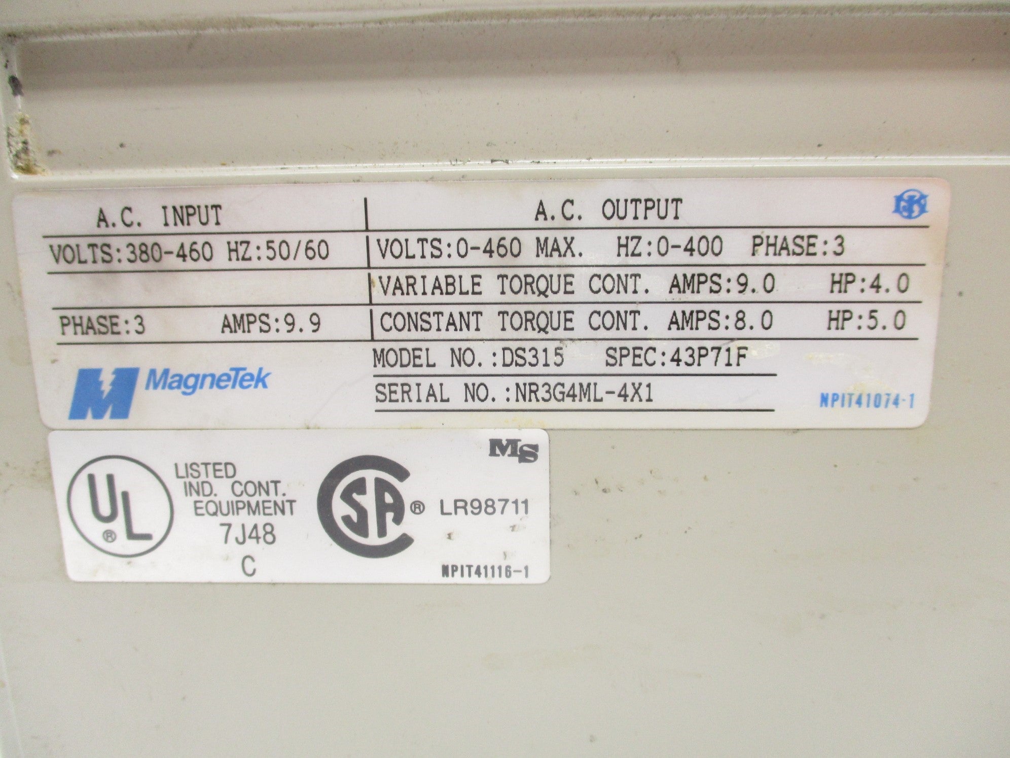 MAGNETEK DS315 (AS PICTURED) UNMP