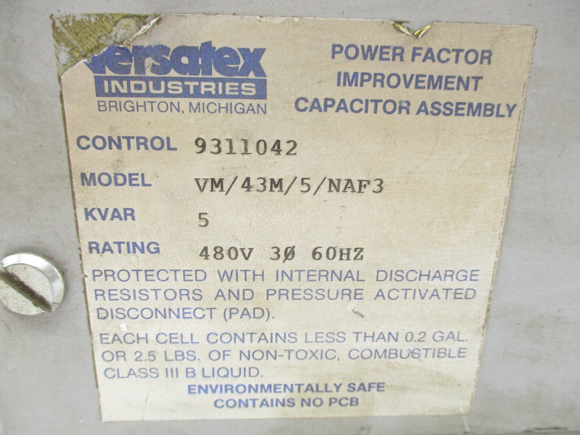 VERSATEX VM/43M/5/NAF3 UNMP