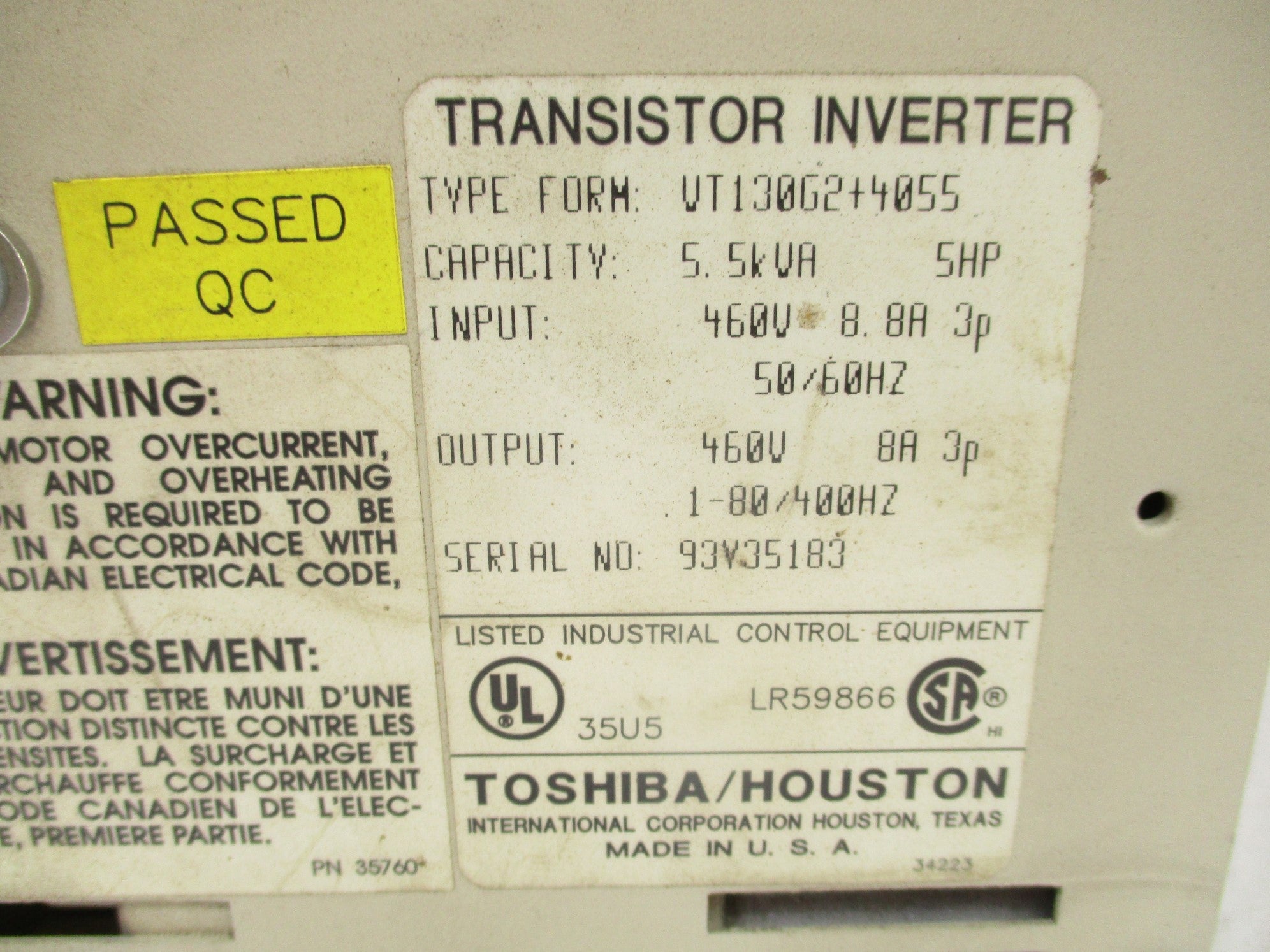 TOSHIBA VT130G2+4055 UNMP