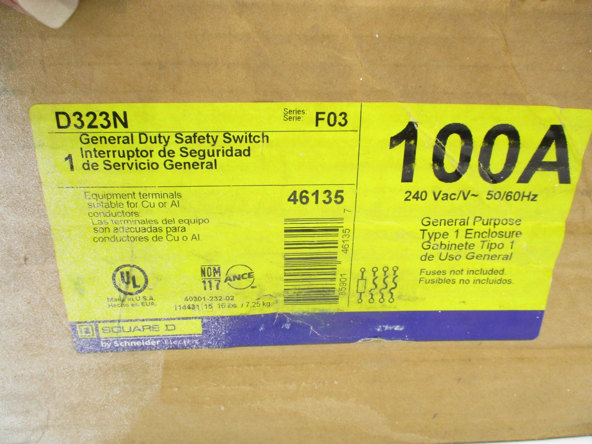 SQUARE D D323N NEW IN SQUARE D FACTORY BOX NSMP