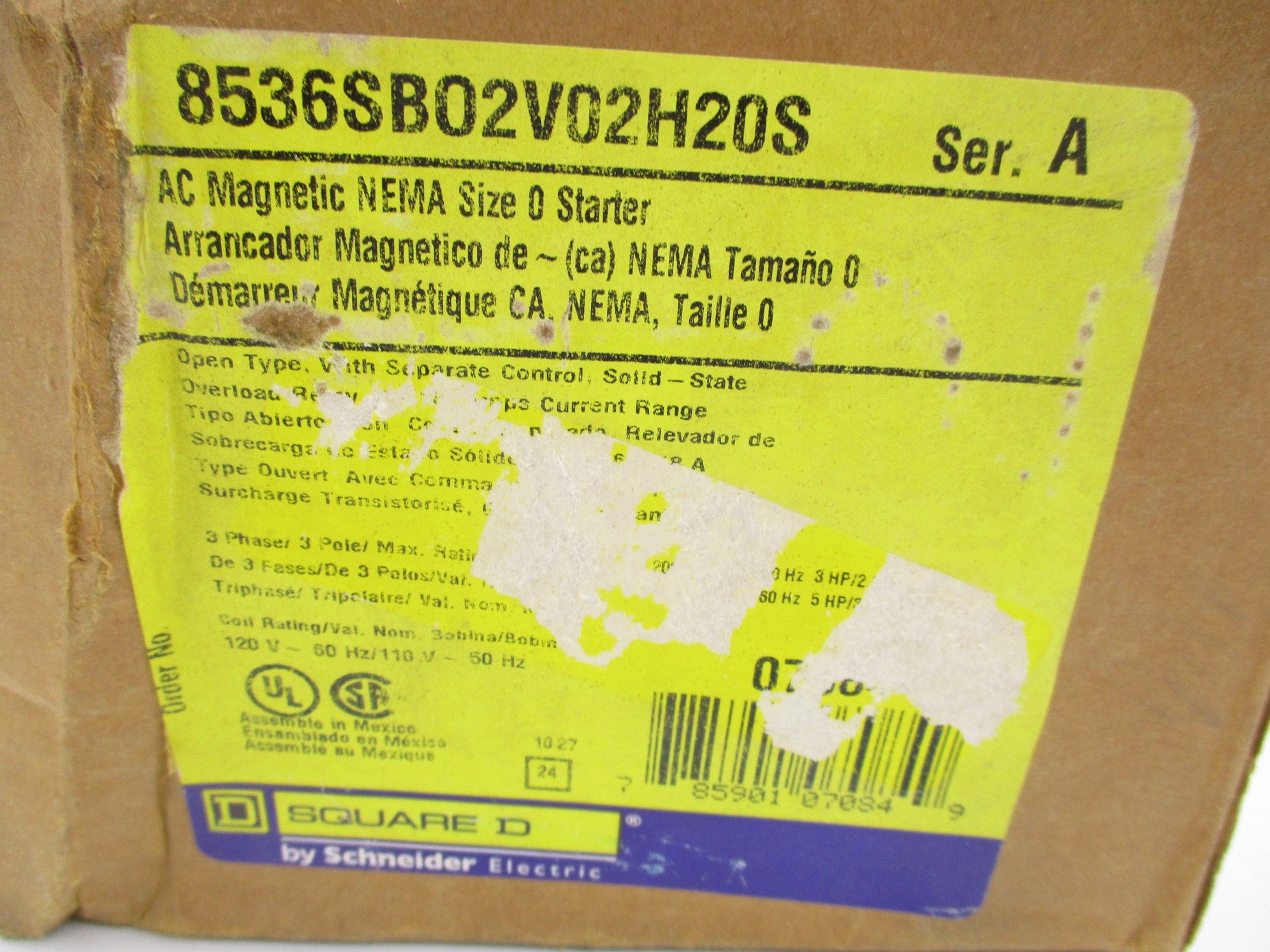 SQUARE D 8536SBO2V02H20S SER. A 110-120V 6-18A NSMP
