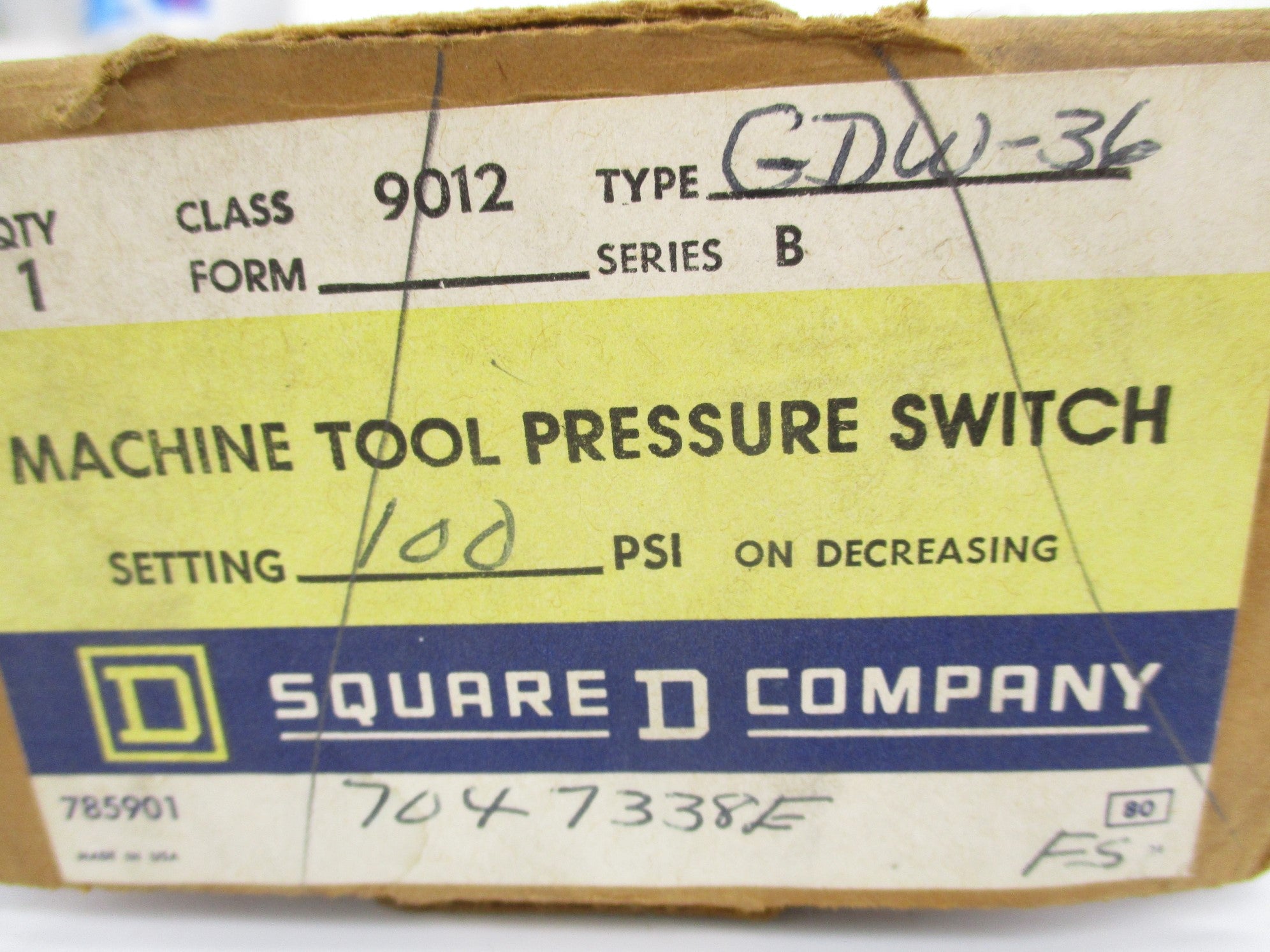 SQUARE D 9012GDW-36 SER. B NSMP