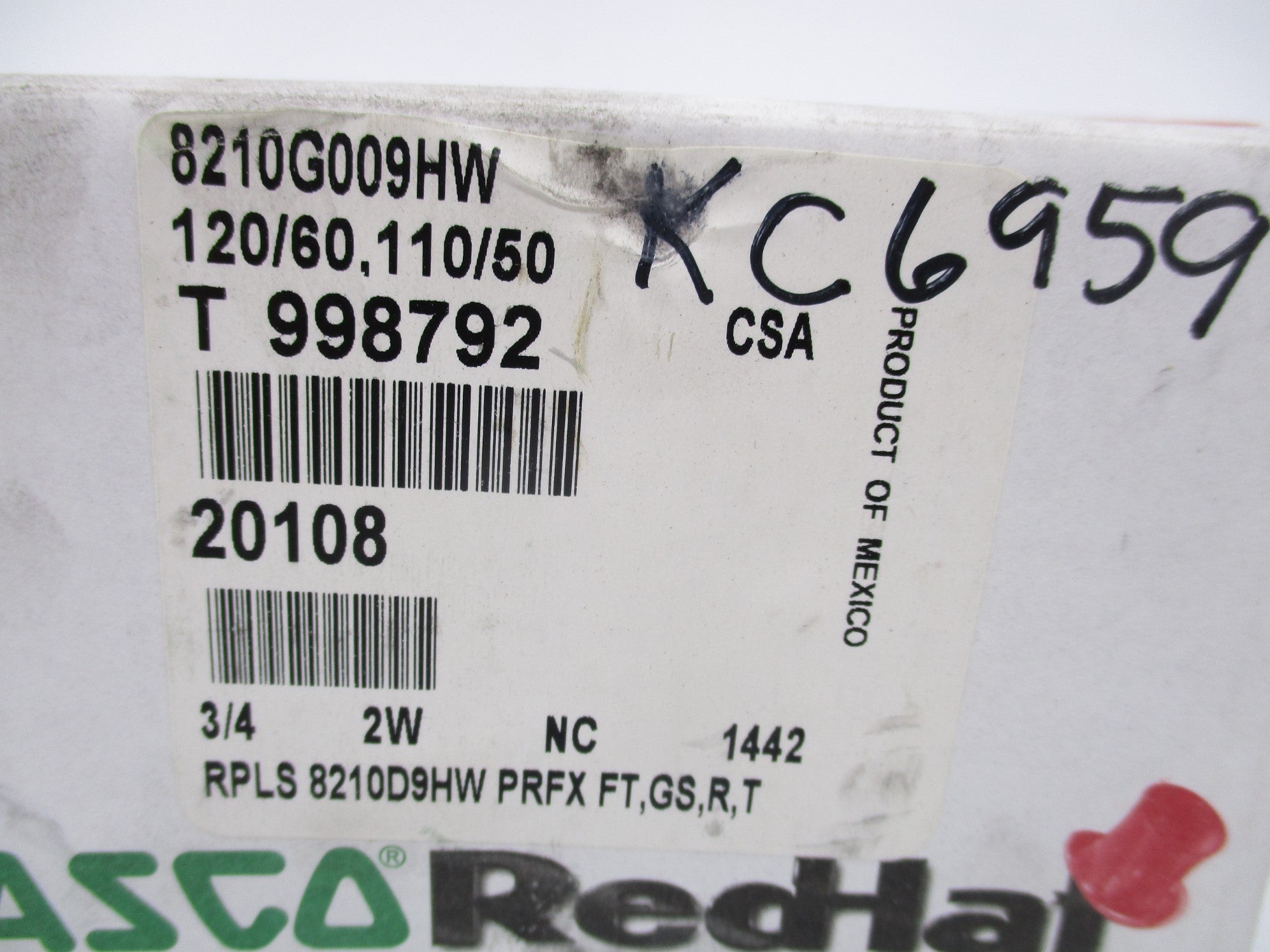 ASCO 8210G009HW 110/120V 5-125PSI NSMP