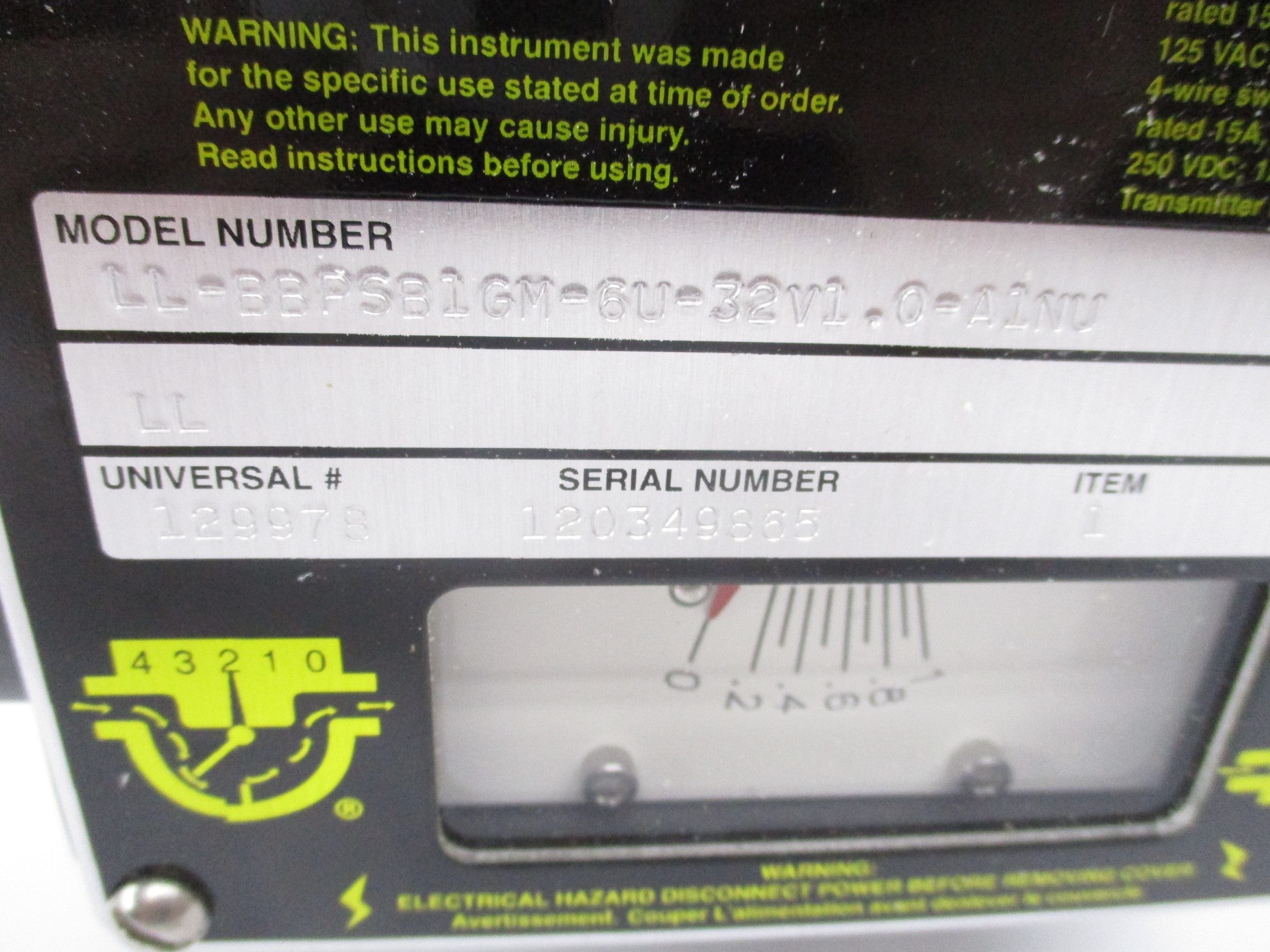 UNIVERSAL FLOW MONITORS LL-BBPSB1GM-6U-32V1.0-A1NU NSNP