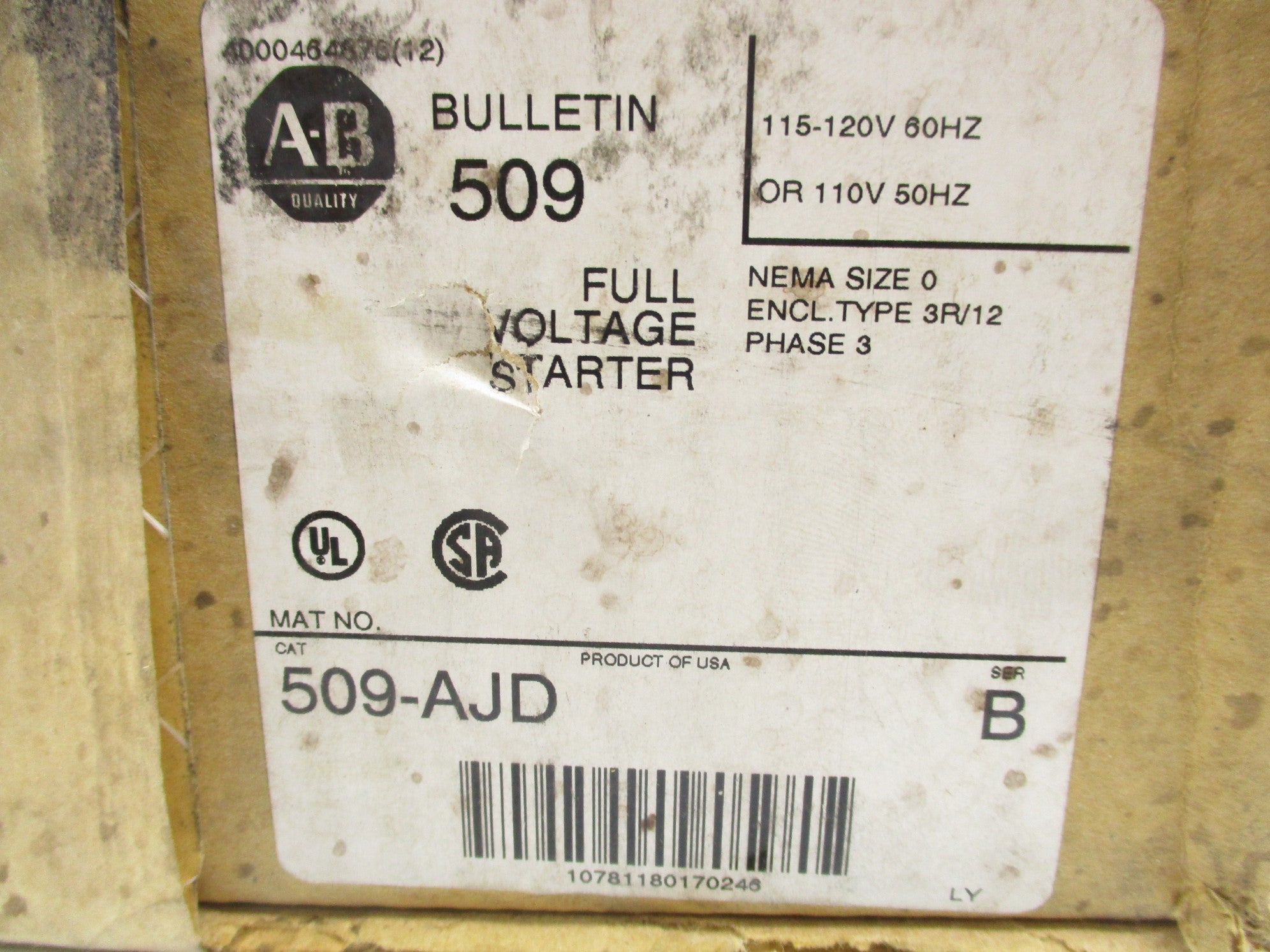 INDUSTRIAL SPARE PART 509-AJD SER. B (AS PICTURED) (BR/WH) NSMP
