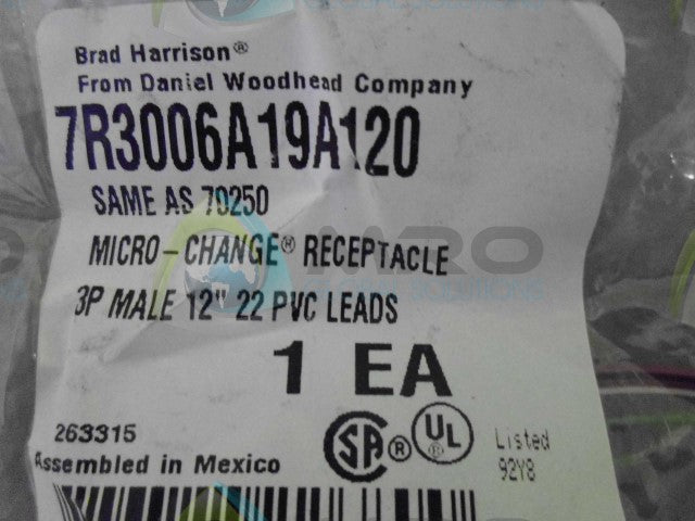 BRAD HARRISON 7R3006A19A120 RECEPTACLE *NEW IN BAG*