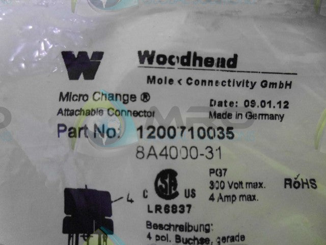 DANIEL WOODHEAD MICRO-CHANGE 8A4000-31 1200710035 CONNECTOR *NEW NO BOX*