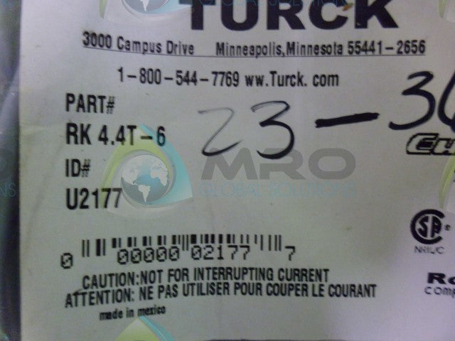 TURCK RK4.4T-6 CORDSET *NEW IN FACTORY BAG*