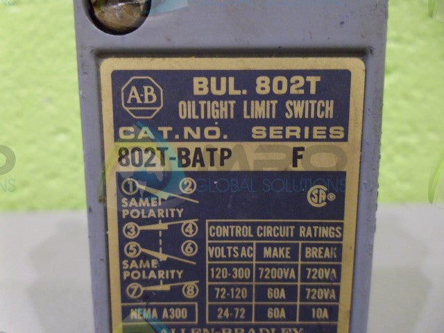 ALLEN BRADLEY 802T-BATP LIMIT SWITCH *USED*
