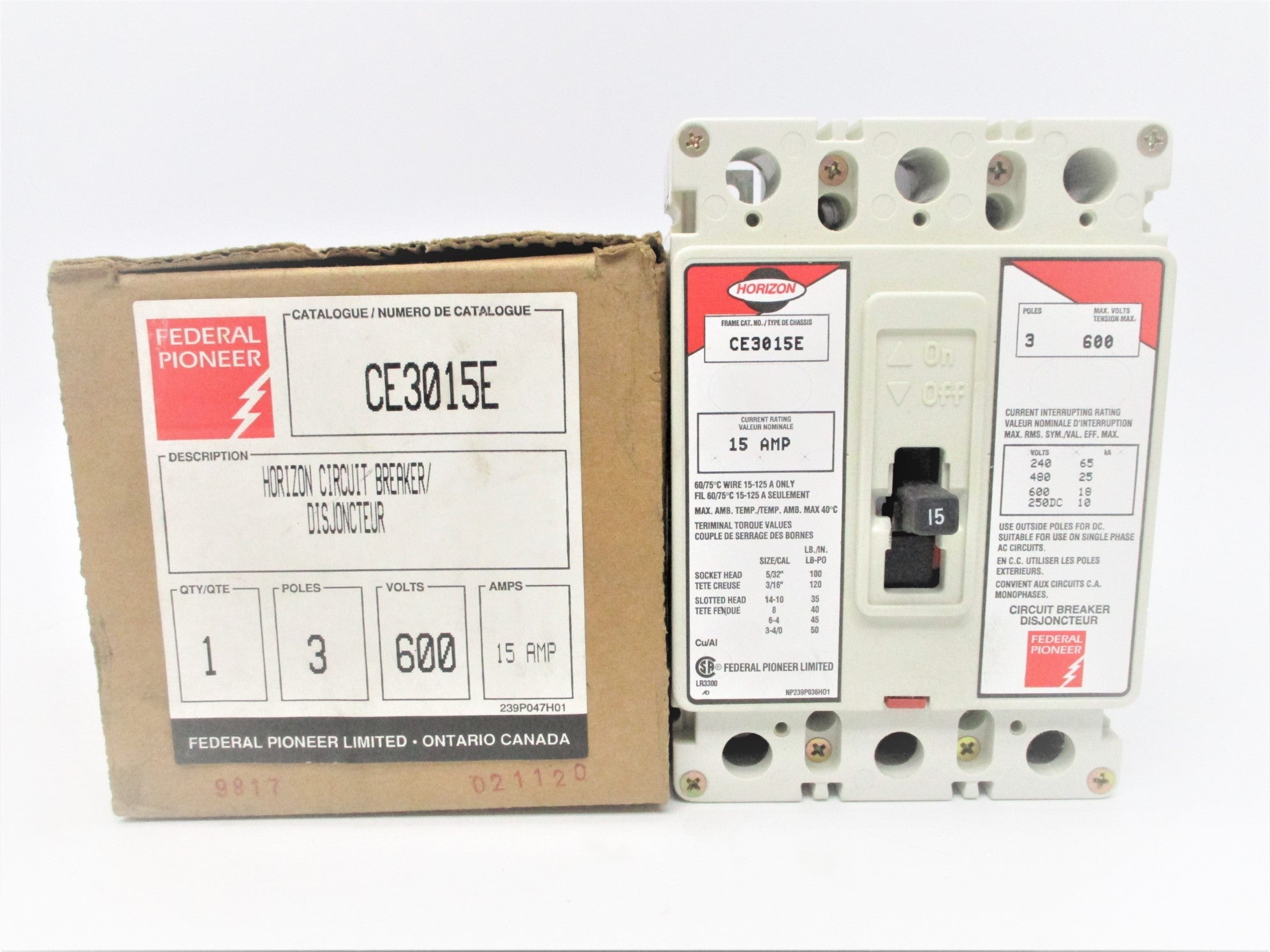 FEDERAL PIONEER CE3015E 15A 600V NSMP