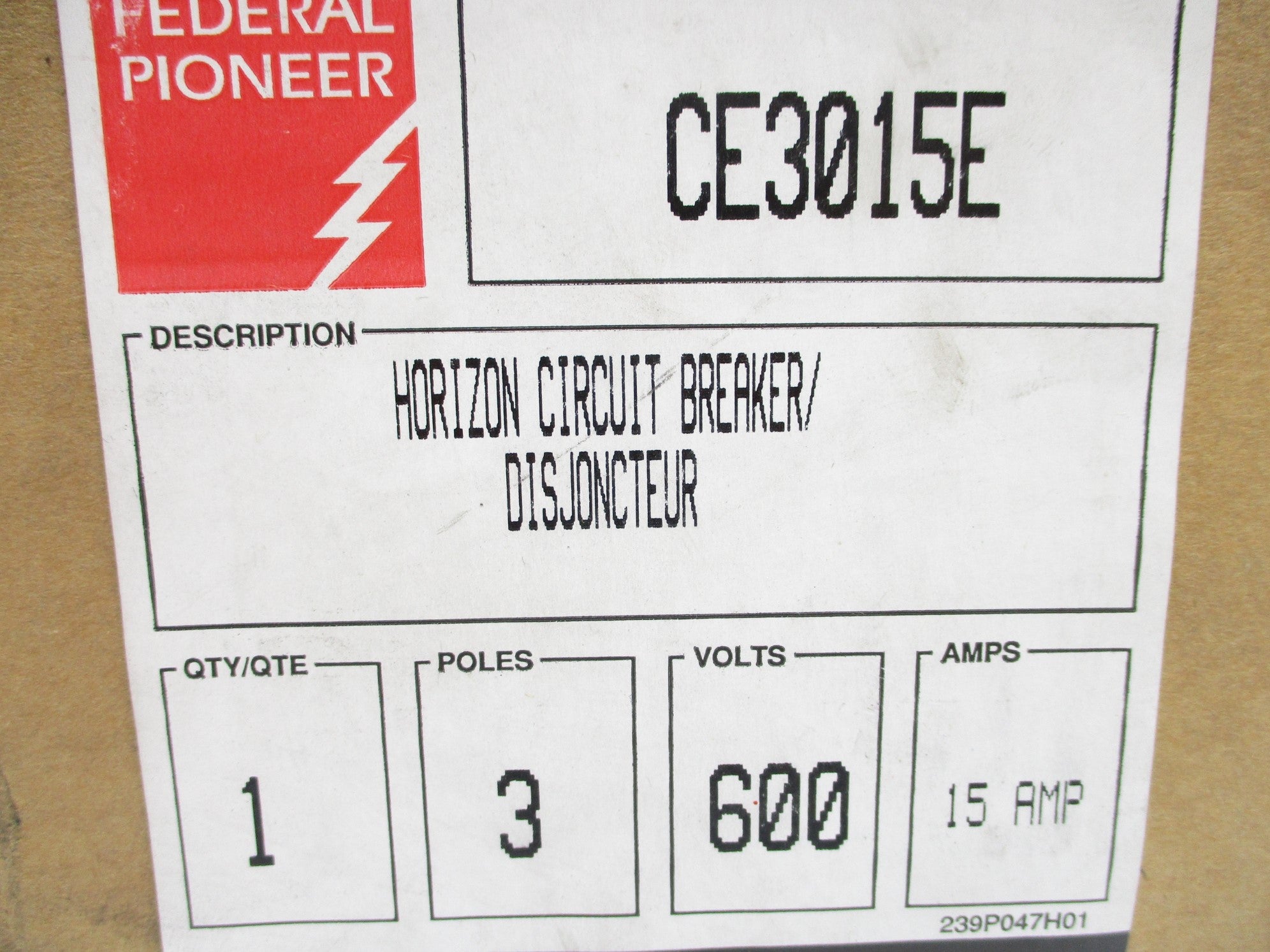 FEDERAL PIONEER CE3015E 15A 600V NSMP