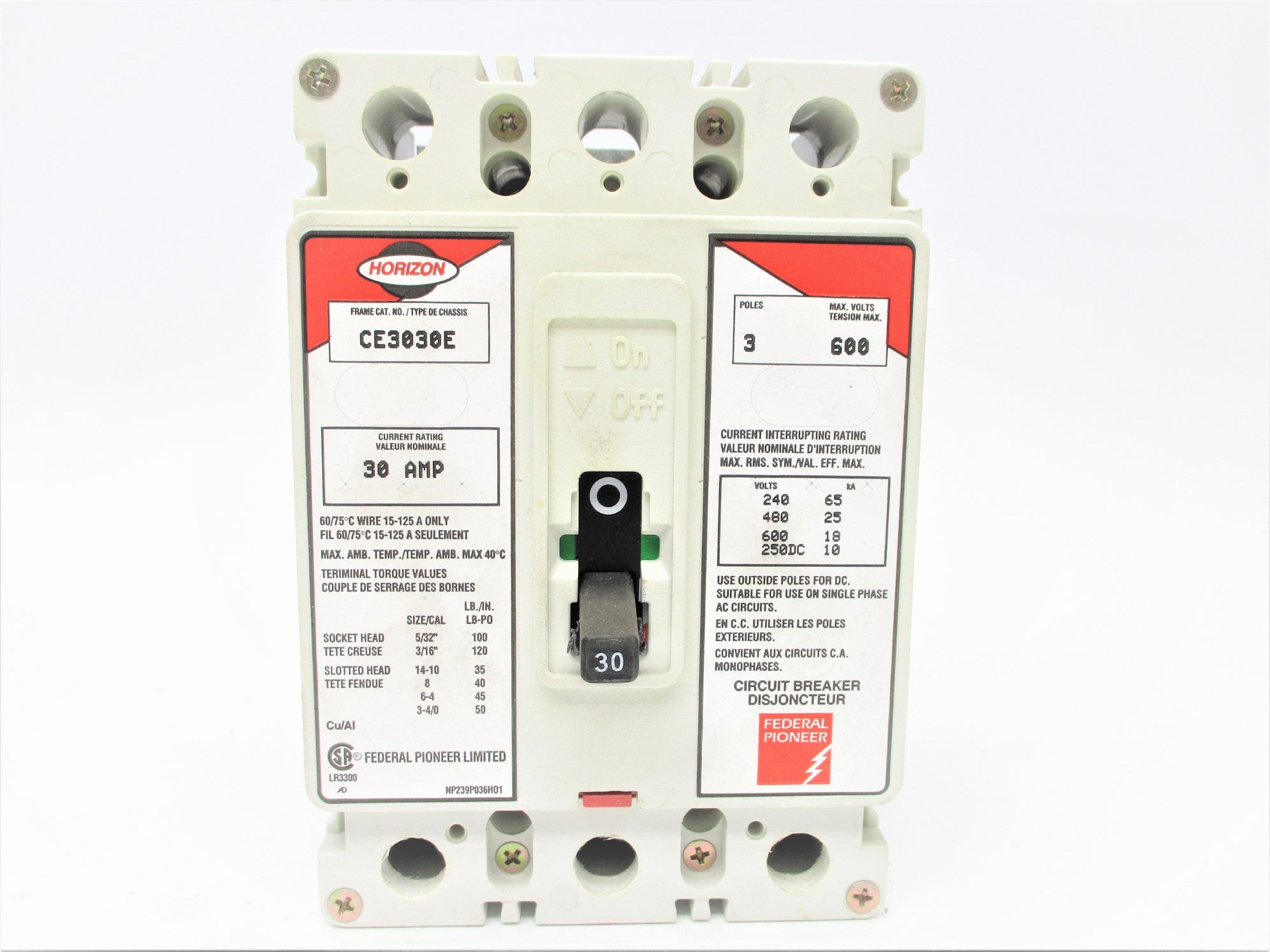 FEDERAL PIONEER CE3030E 30A 600V UNMP