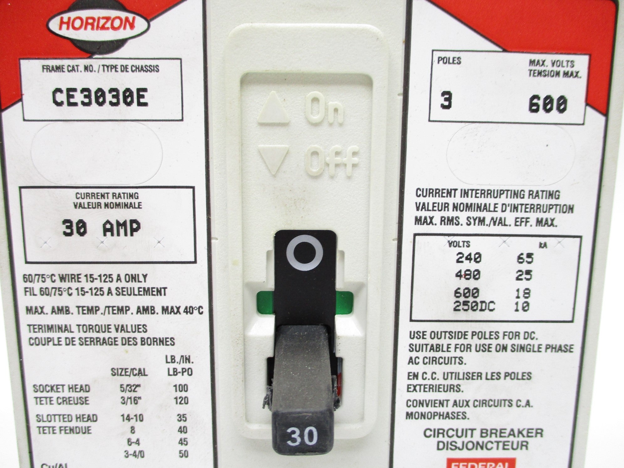 FEDERAL PIONEER CE3030E 30A 600V UNMP