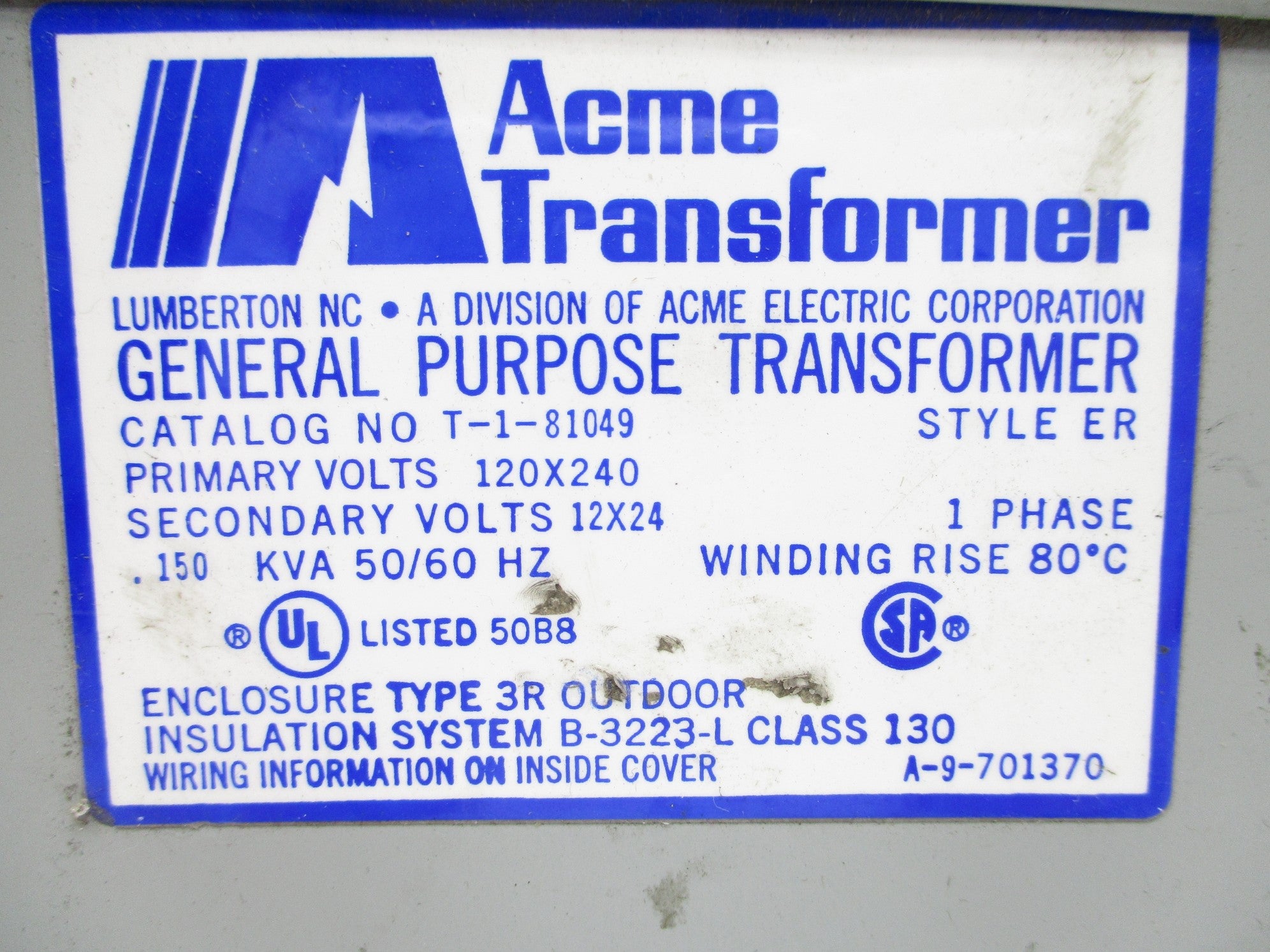 ACME TRANSFOMER T-1-81049 UNMP