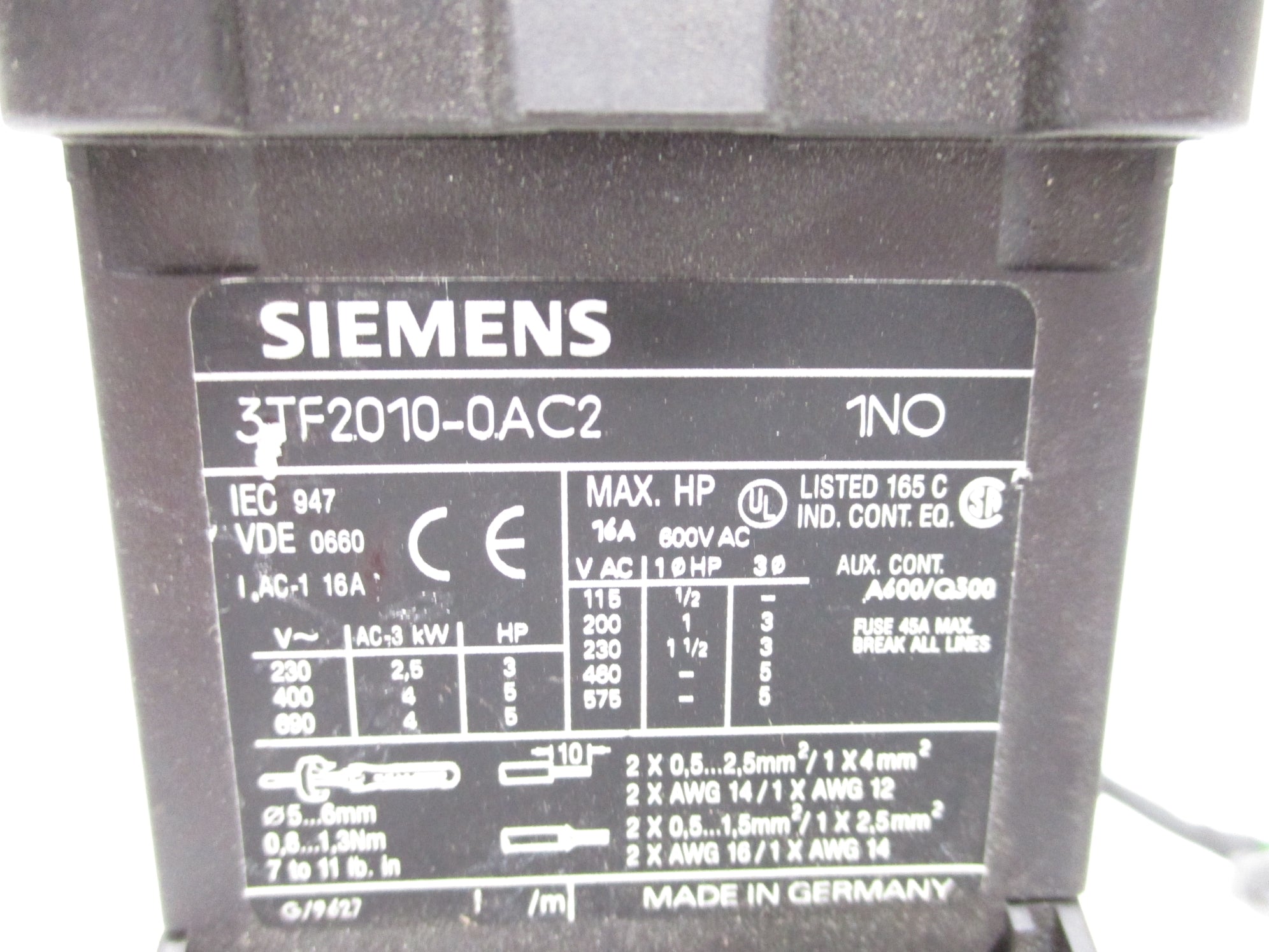 SIEMENS 3TF2010-0AC2 24VAC UNMP
