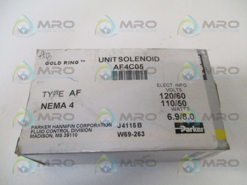 PARKER AF4C05 SOLENIOD VALVE COIL 120/110V *NEW IN BOX*