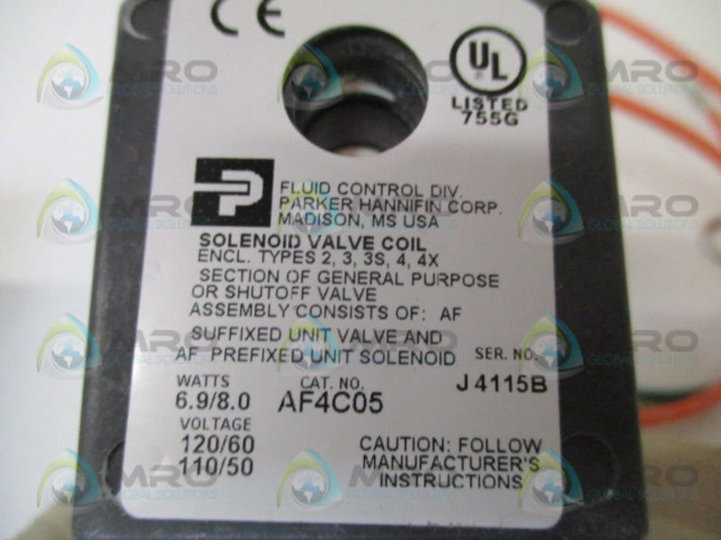 PARKER AF4C05 SOLENIOD VALVE COIL 120/110V *NEW IN BOX*