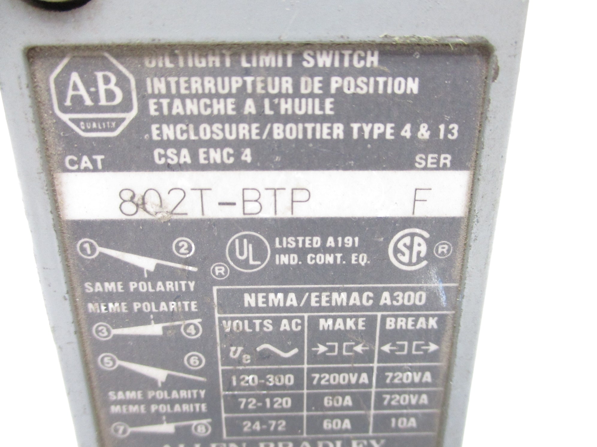 ALLEN BRADLEY 802T-BTP SER. F (AS PICTURED) NSNP