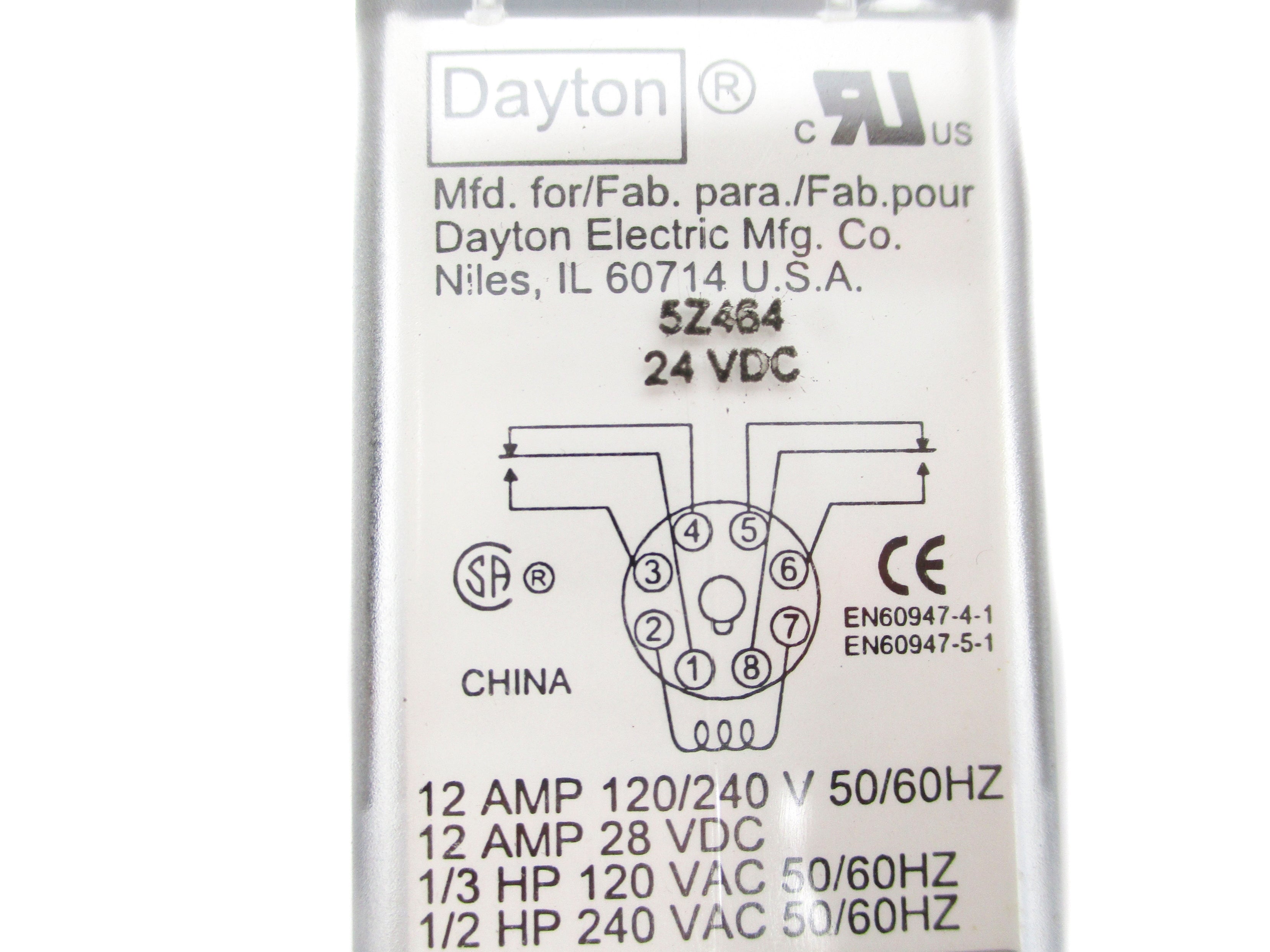 DAYTON 5Z464 12A 24VDC UNMP