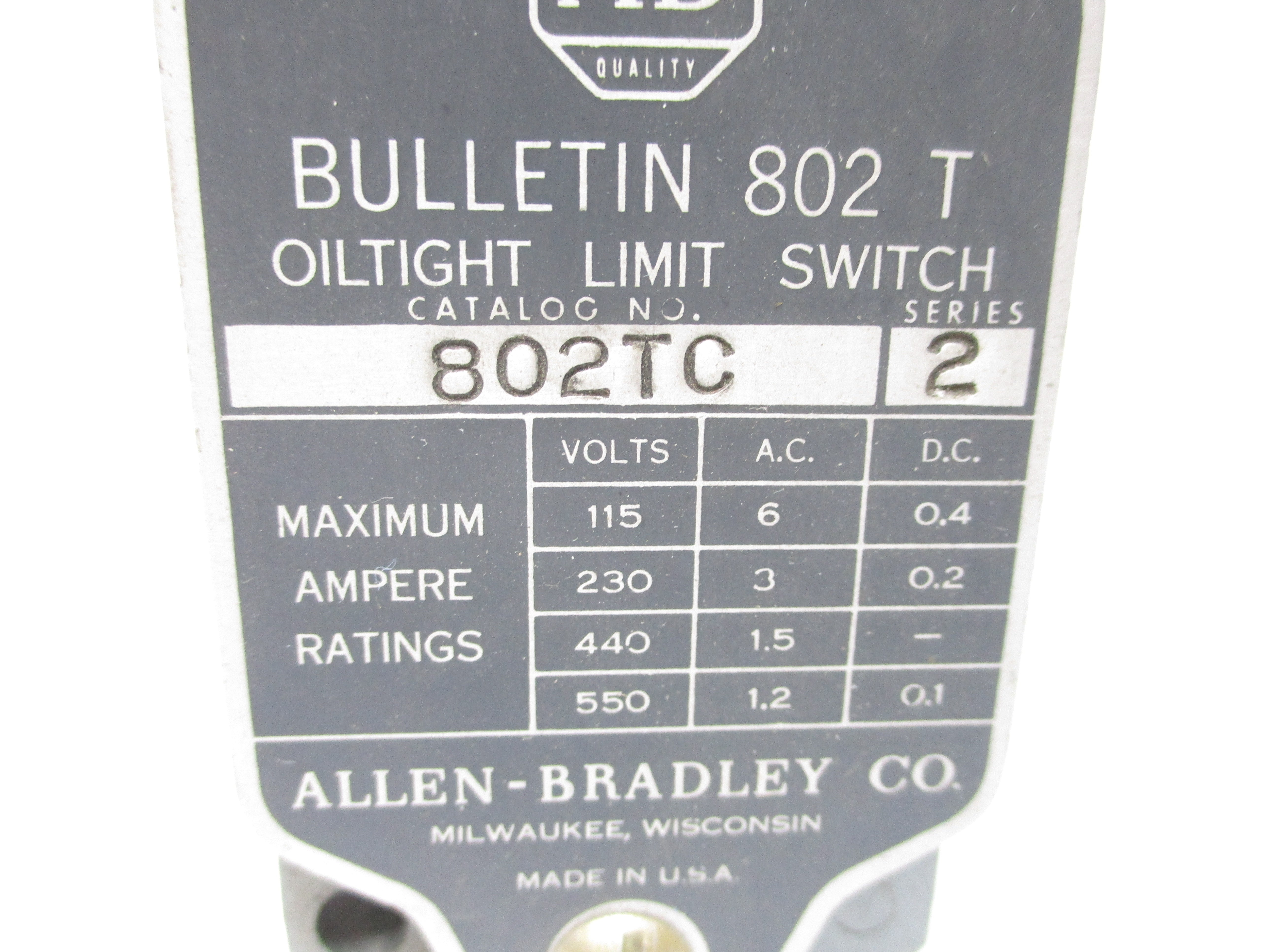 ALLEN BRADLEY 802TC SER. 2 NSNP