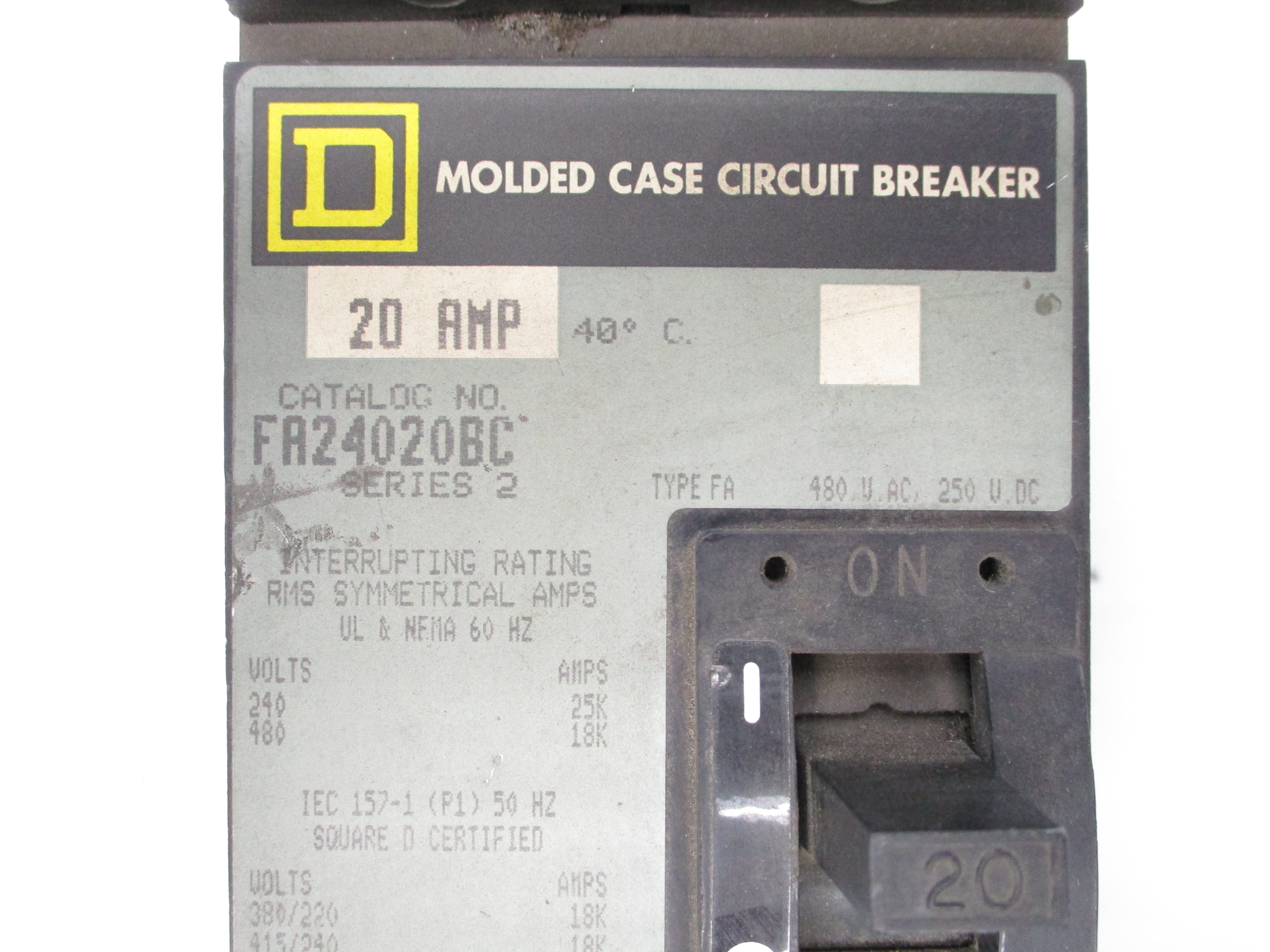 SQUARE D FA24020BC 20A 480V NSNP
