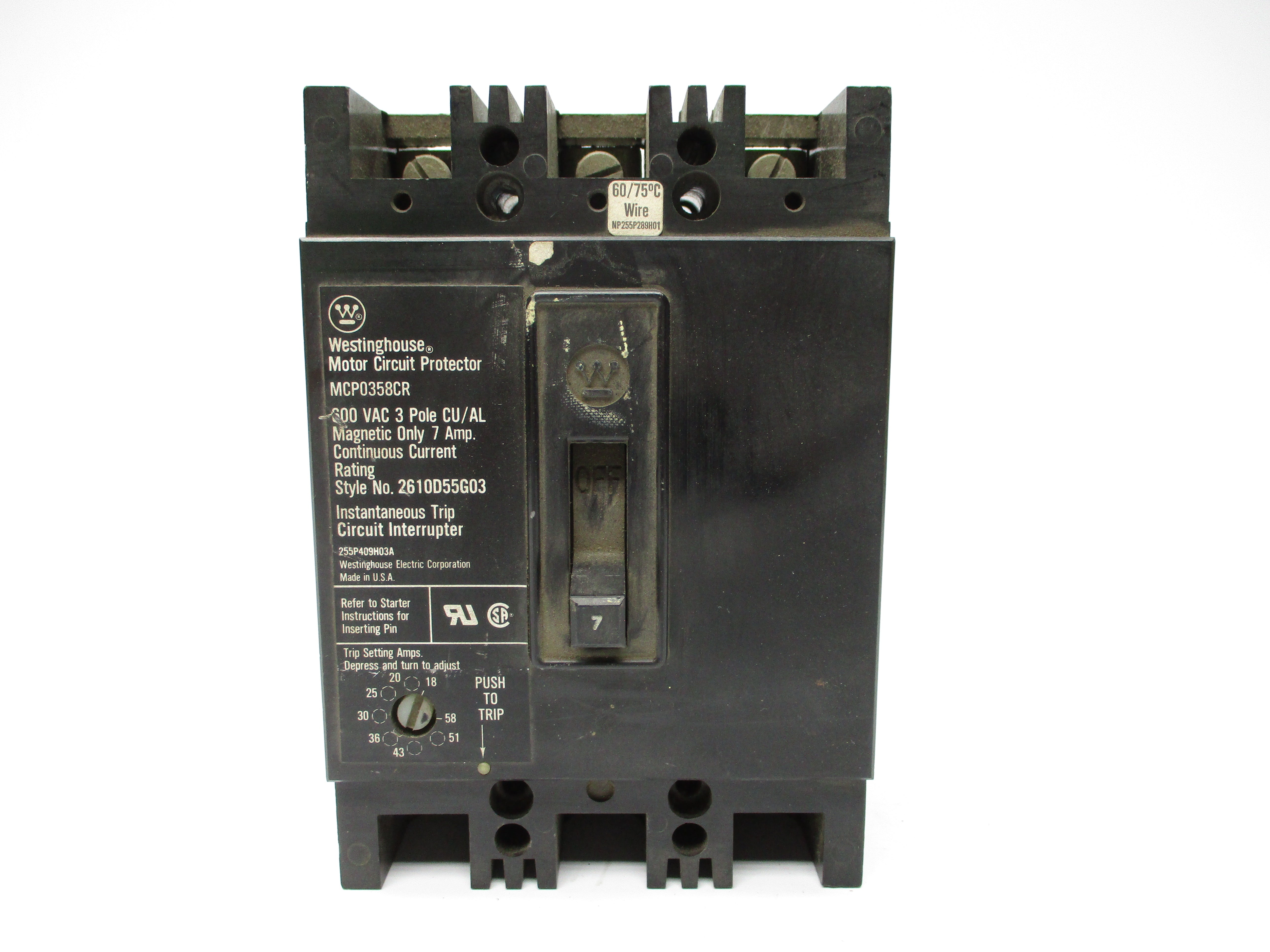 WESTINGHOUSE MCP0358CR 600VAC 7A NSNP