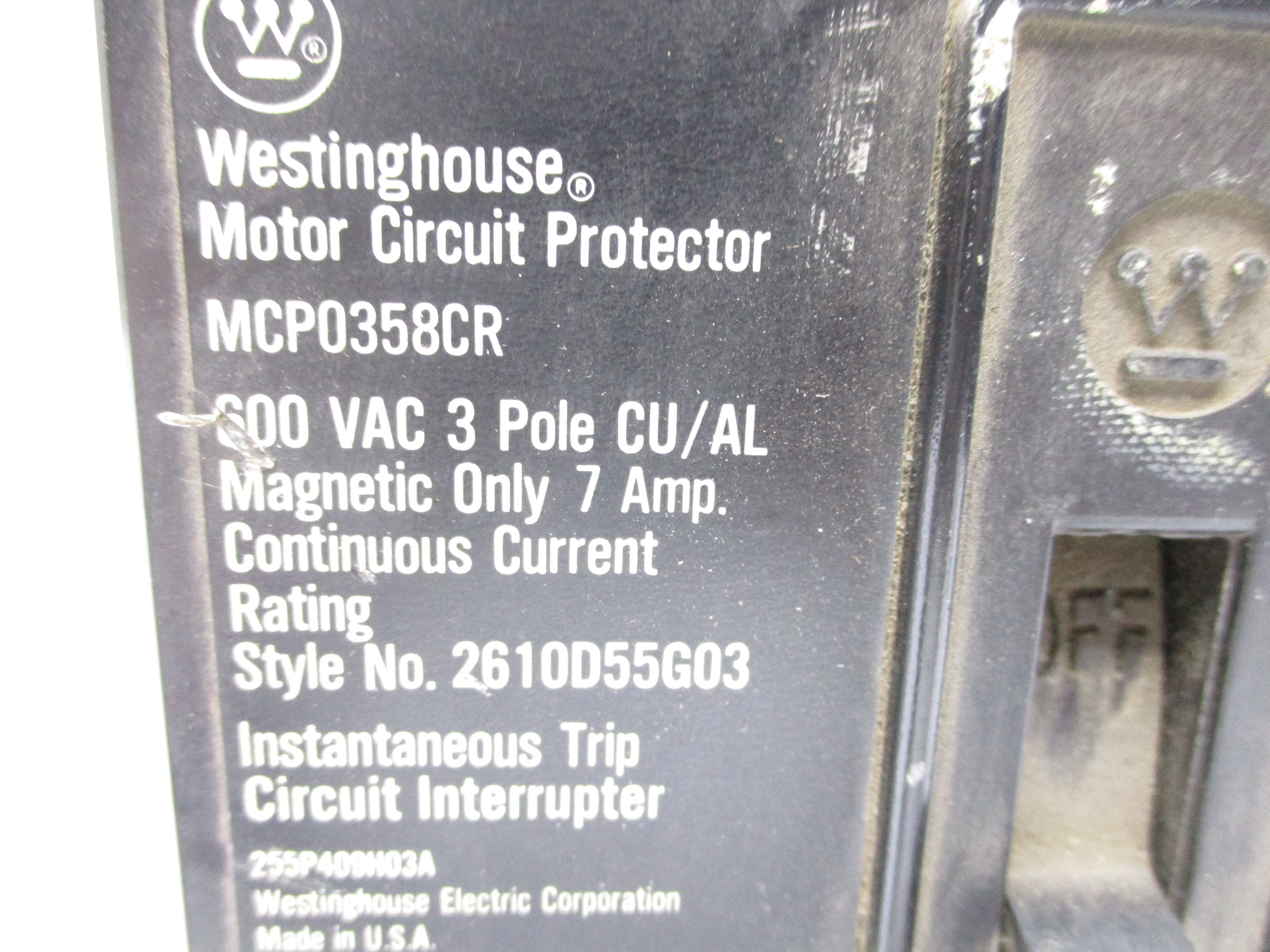 WESTINGHOUSE MCP0358CR 600VAC 7A NSNP