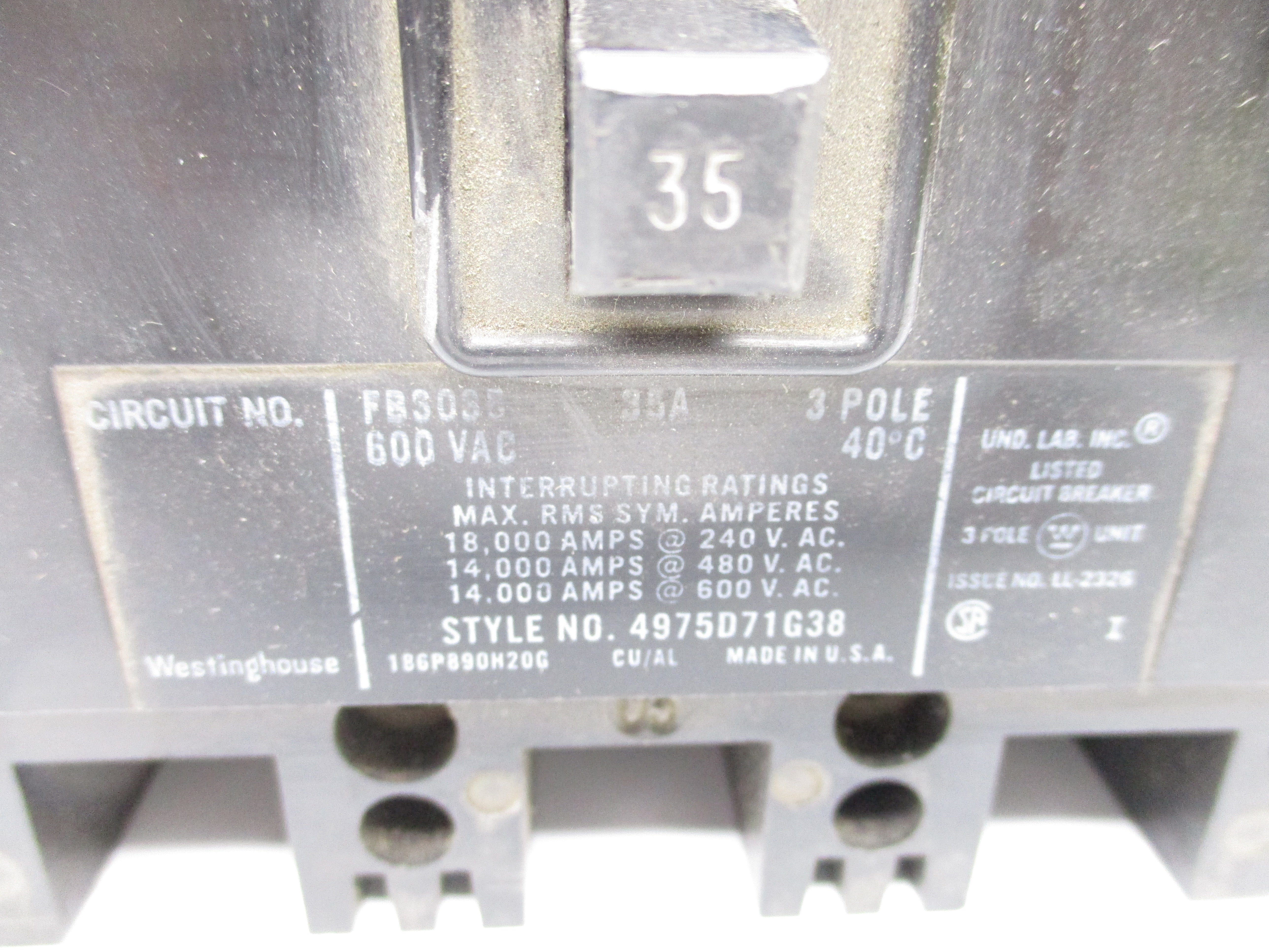 WESTINGHOUSE FB3035 35A 600VAC NSNP