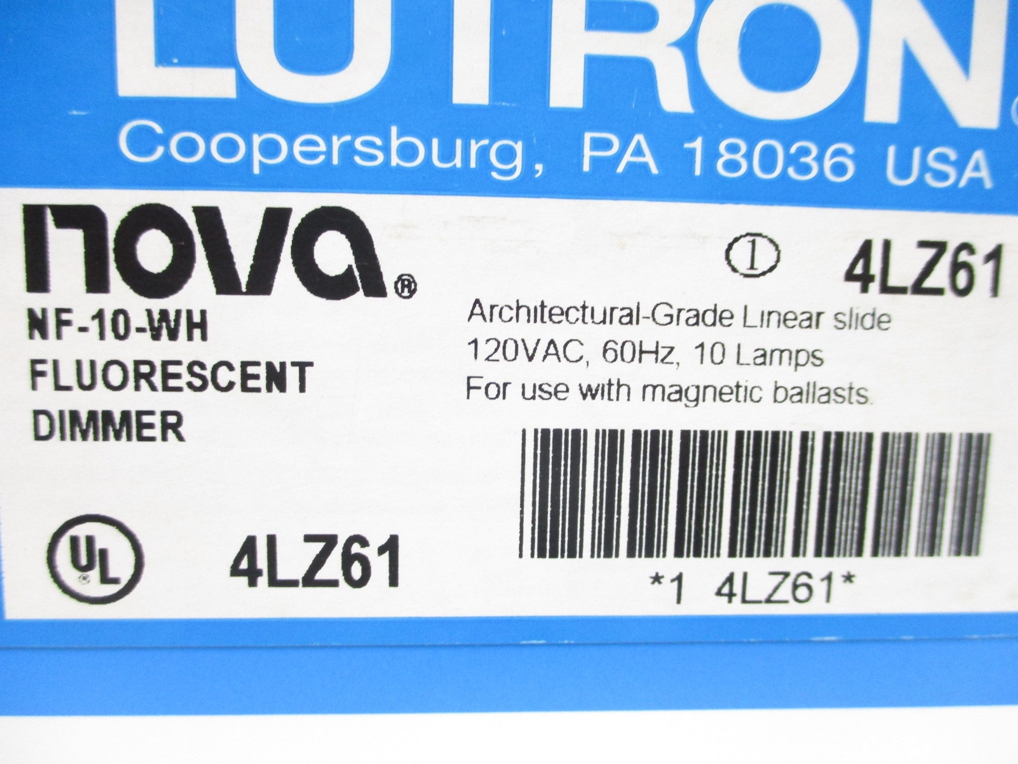 LUTRON NF-10-WH 4LZ61 NSMP