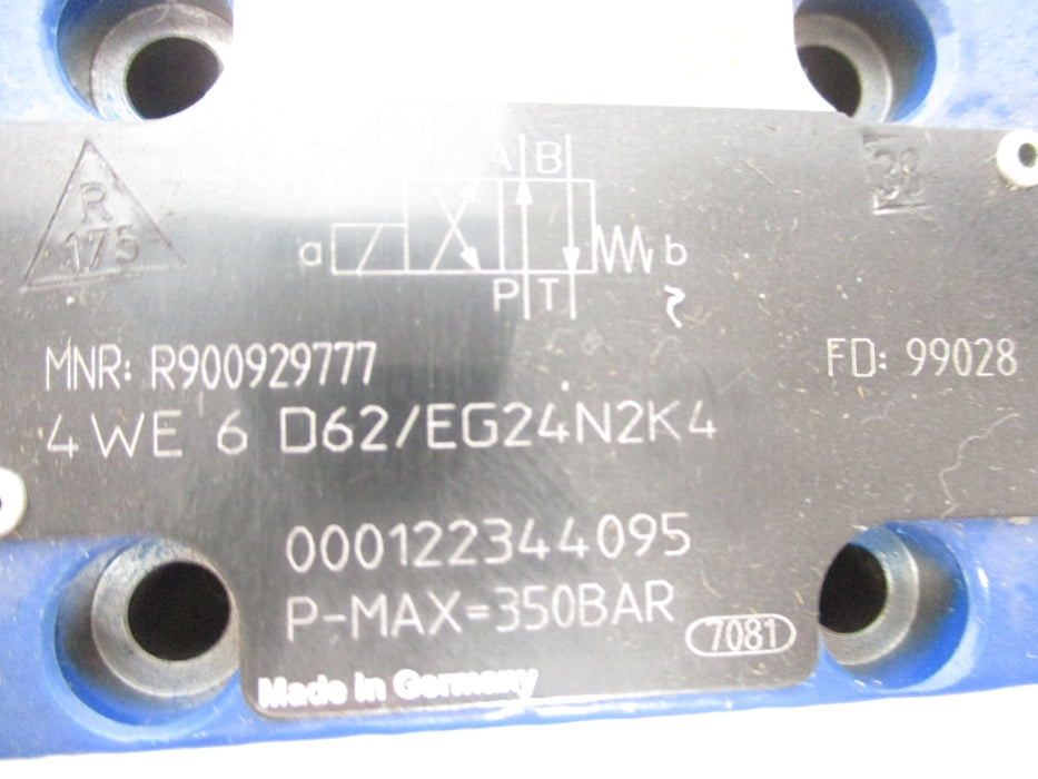 REXROTH 4WE6D62/EG24N9K4 R900929777 24VDC NSNP