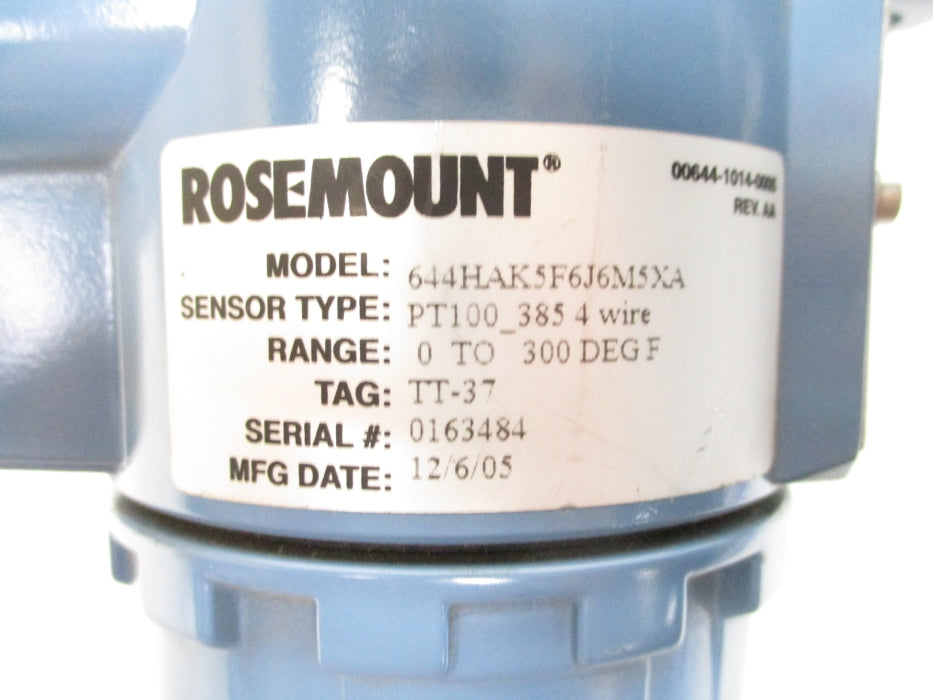 ROSEMOUNT 644HAK5F6J6M5XA 0-300'F NSNP