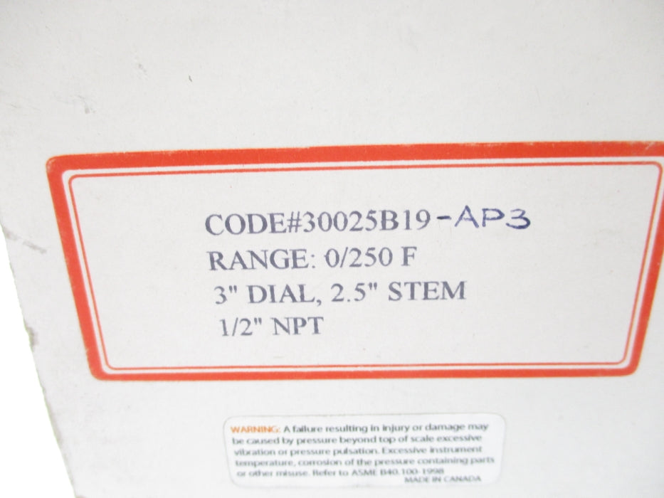 WINTERS 30025B19-AP3 0-250F NSMP