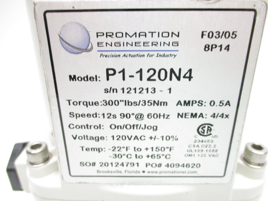 PROMATION ENGINEERING P1-120N4 (AS PICTURED) NSNP