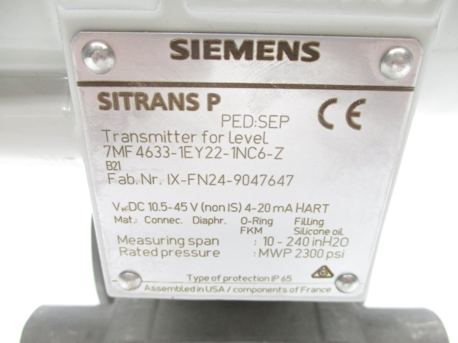SIEMENS 7MF4633-1EY22-1NC6-Z 2300PSI NSNP