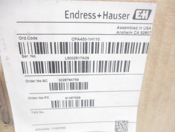 ENDRESS+HAUSER CPA450-1H110 NSMP